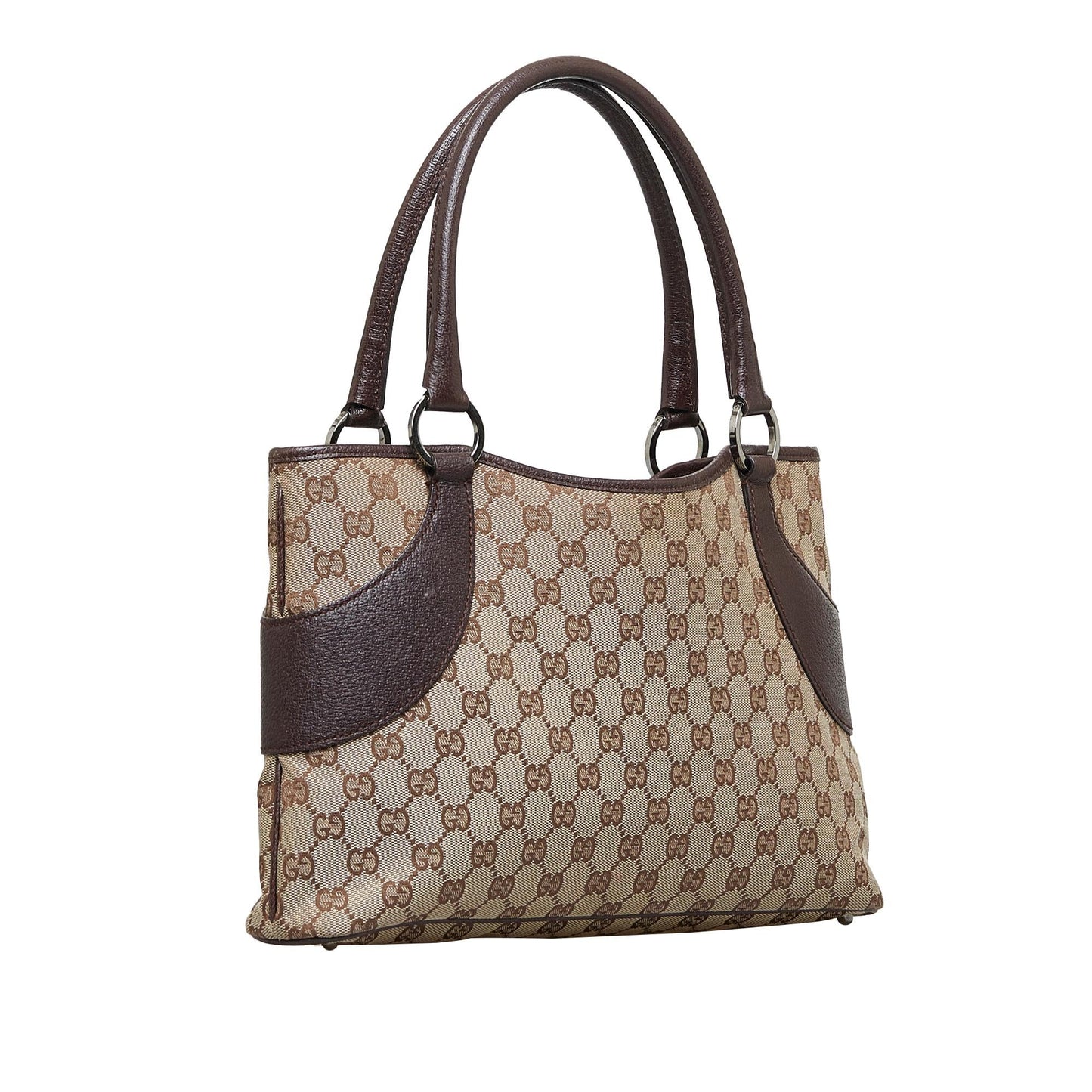 Gucci GG SHG-zPhwGn Canvas Calf Brown Tote Bag