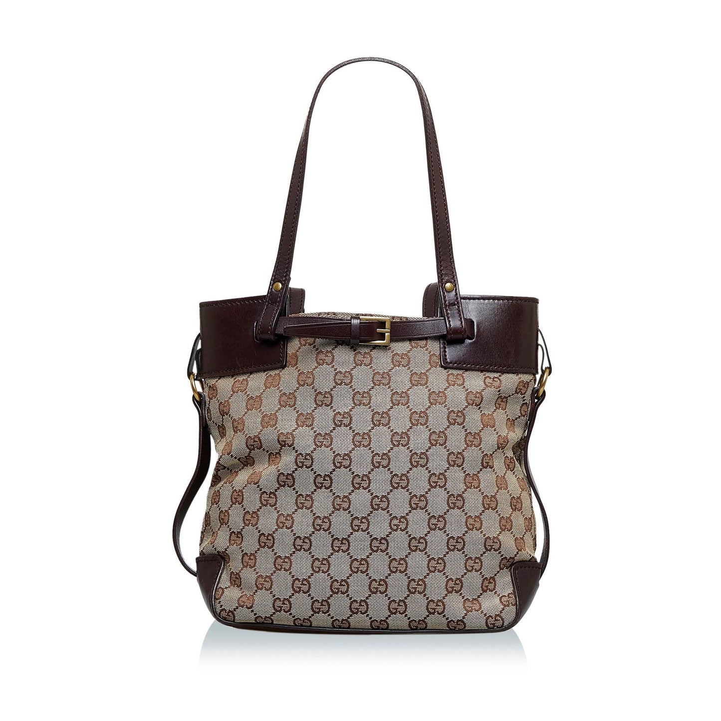 Gucci GG SHG-R0wmTt Canvas Calf Brown Tote Bag