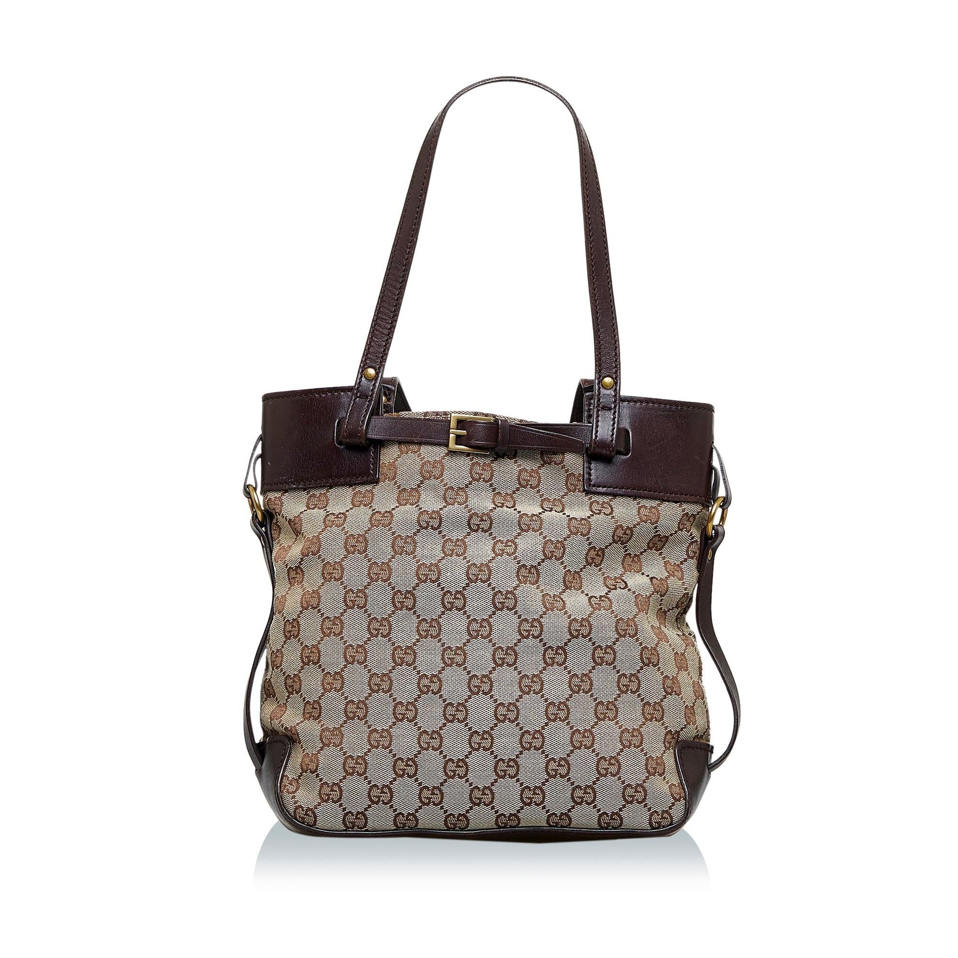 Gucci GG SHG-R0wmTt Canvas Calf Brown Tote Bag