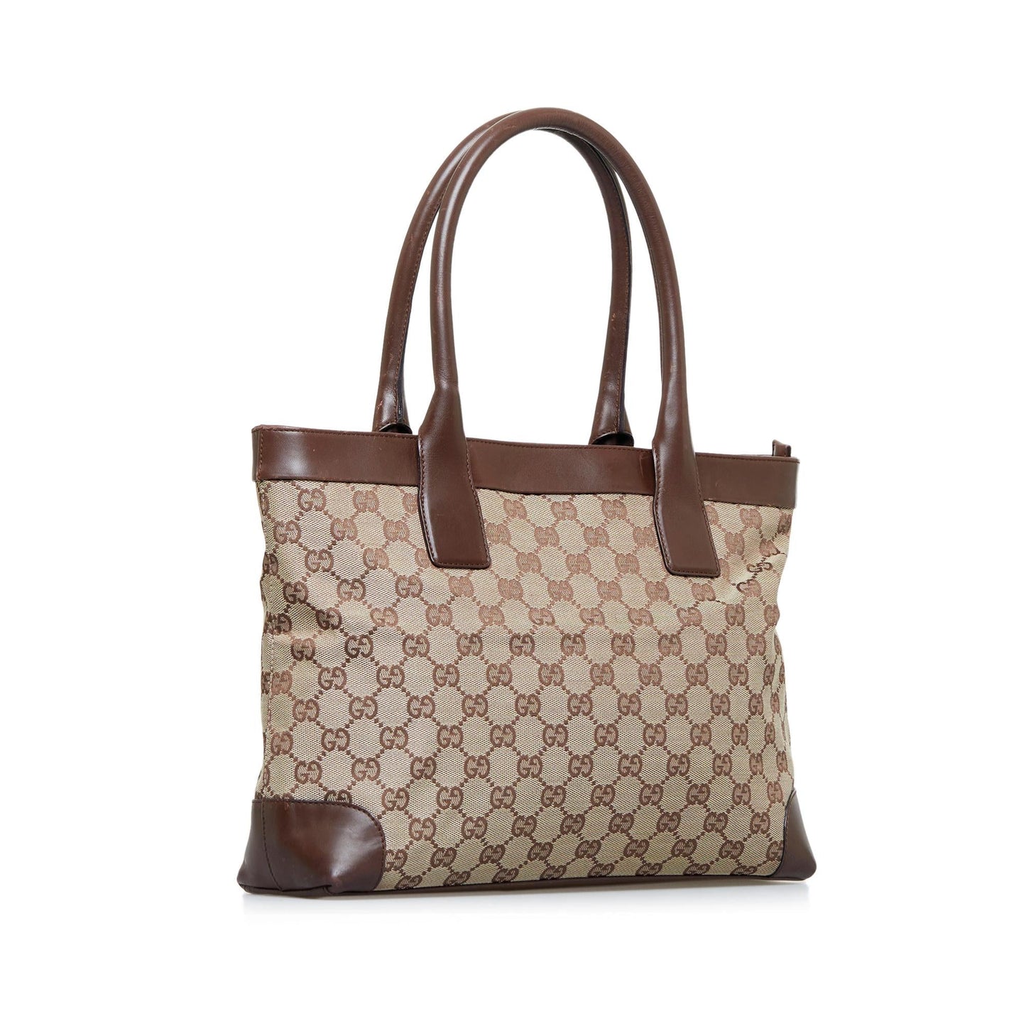 Gucci GG SHG-Qrdclg Canvas Calf Brown Tote Bag