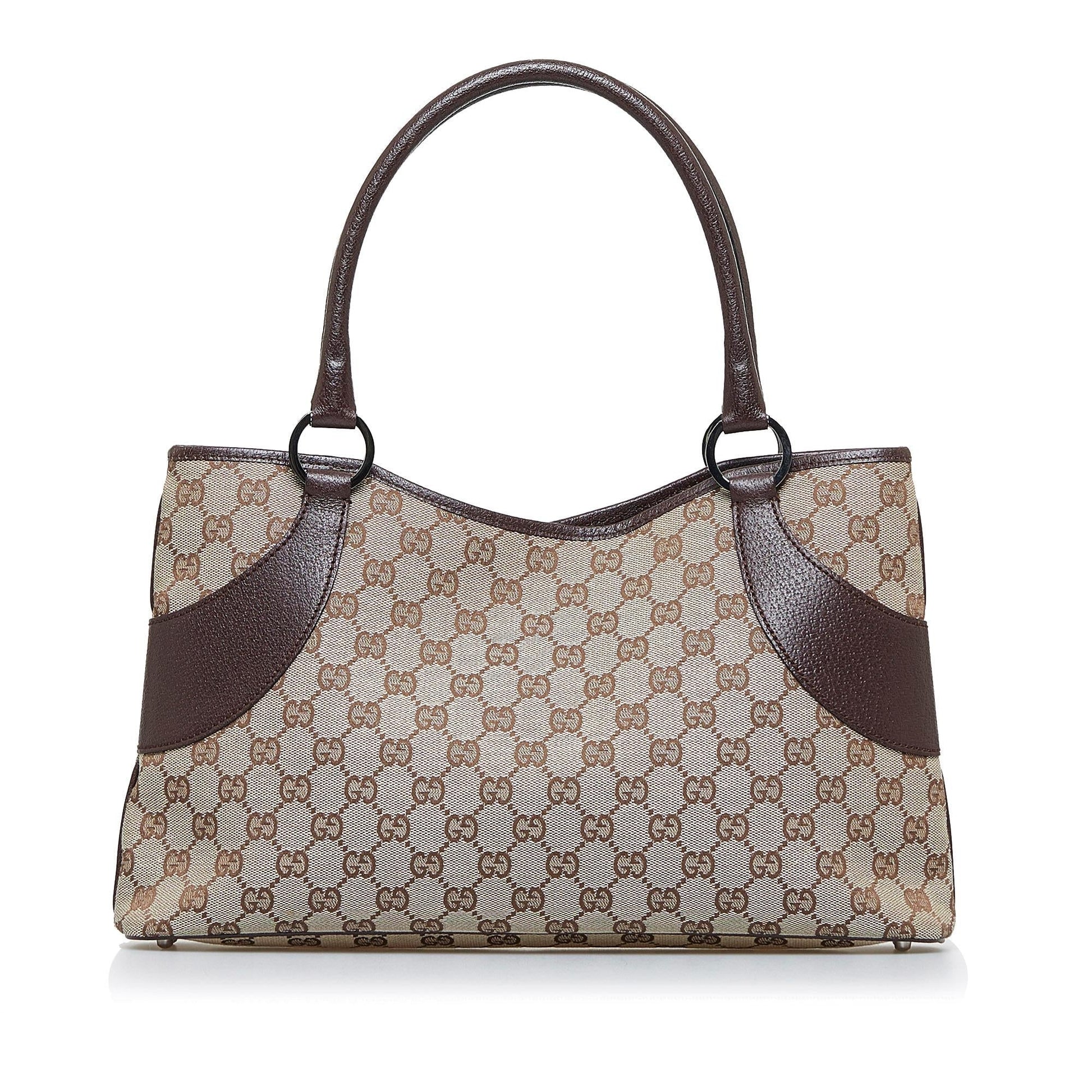 Gucci GG SHG-U8CAiL Canvas Calf Brown Tote Bag
