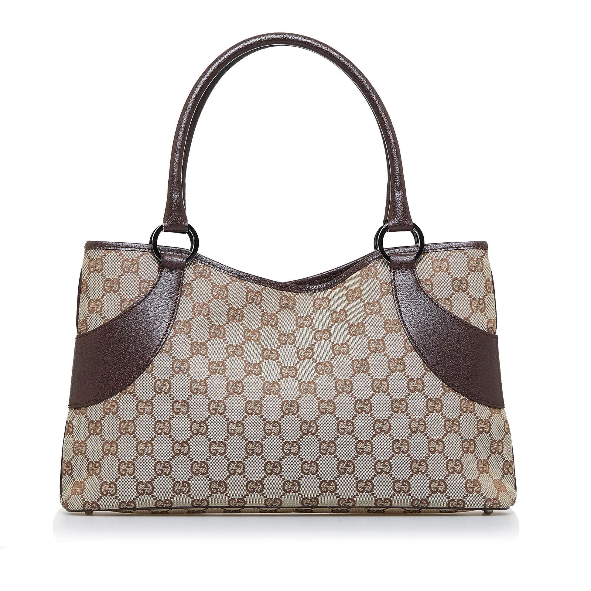 Gucci GG SHG-U8CAiL Canvas Calf Brown Tote Bag