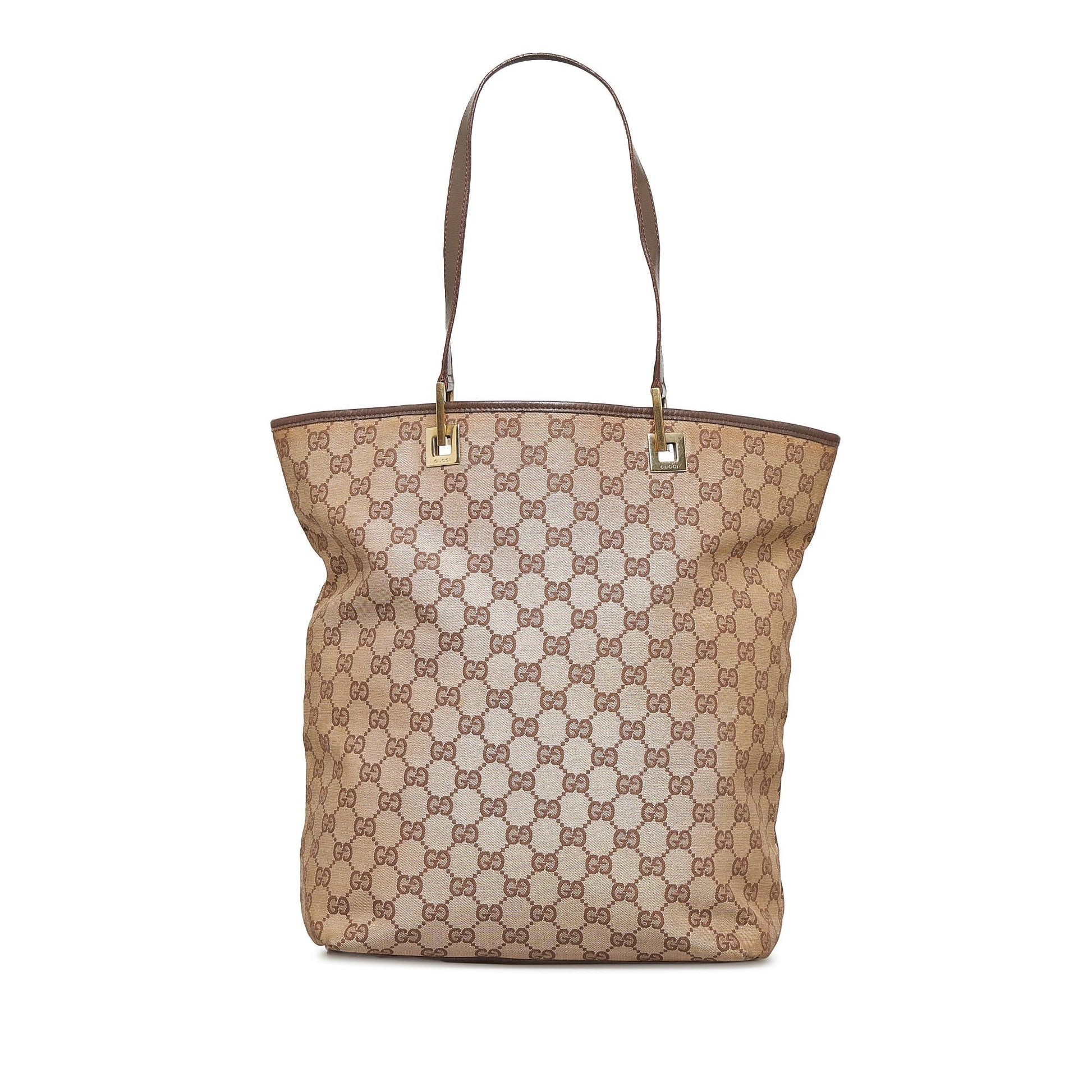 Gucci GG SHG-7vYH01 Canvas Calf Brown Tote Bag