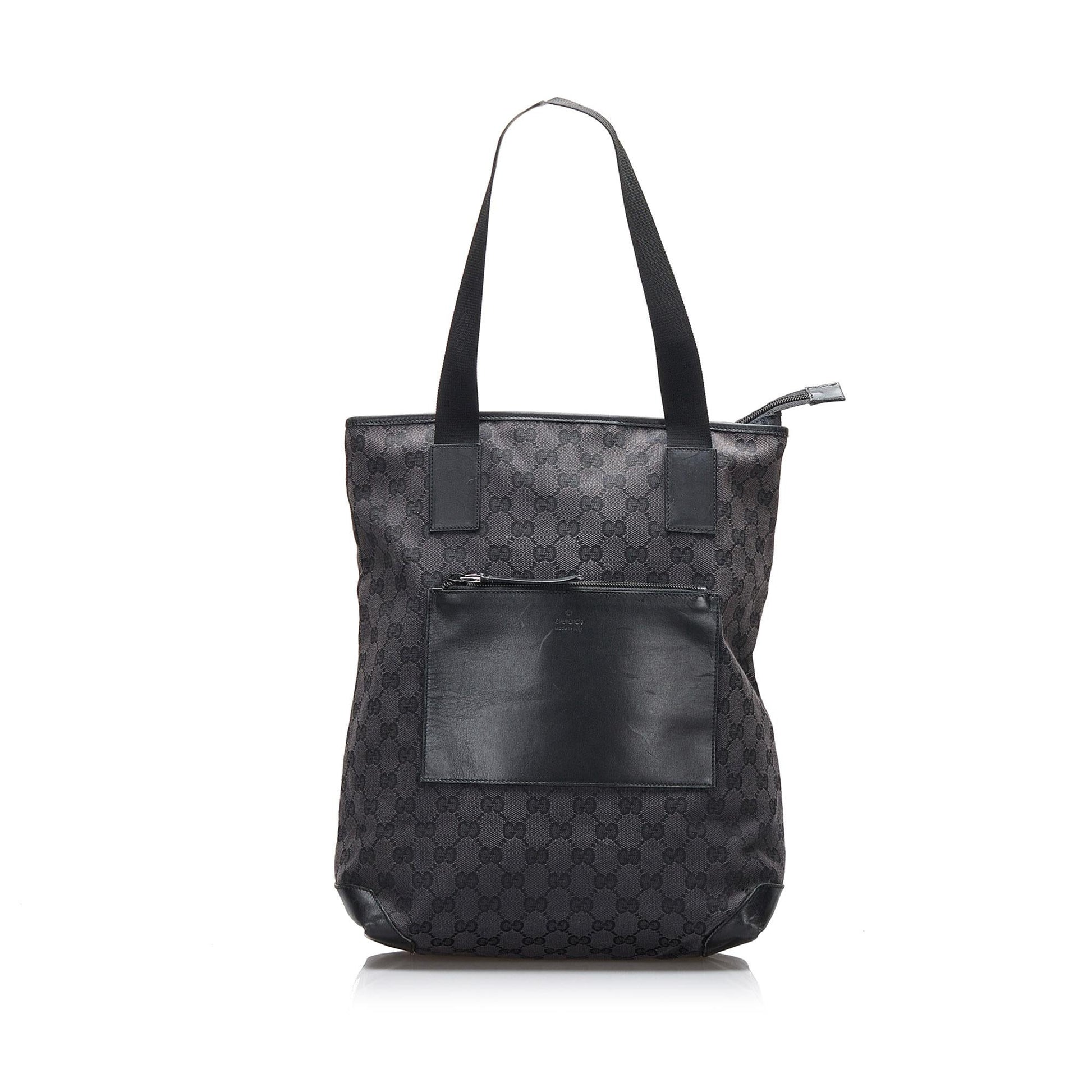 Gucci GG SHG-AtlGKp Canvas Calf Black Tote Bag