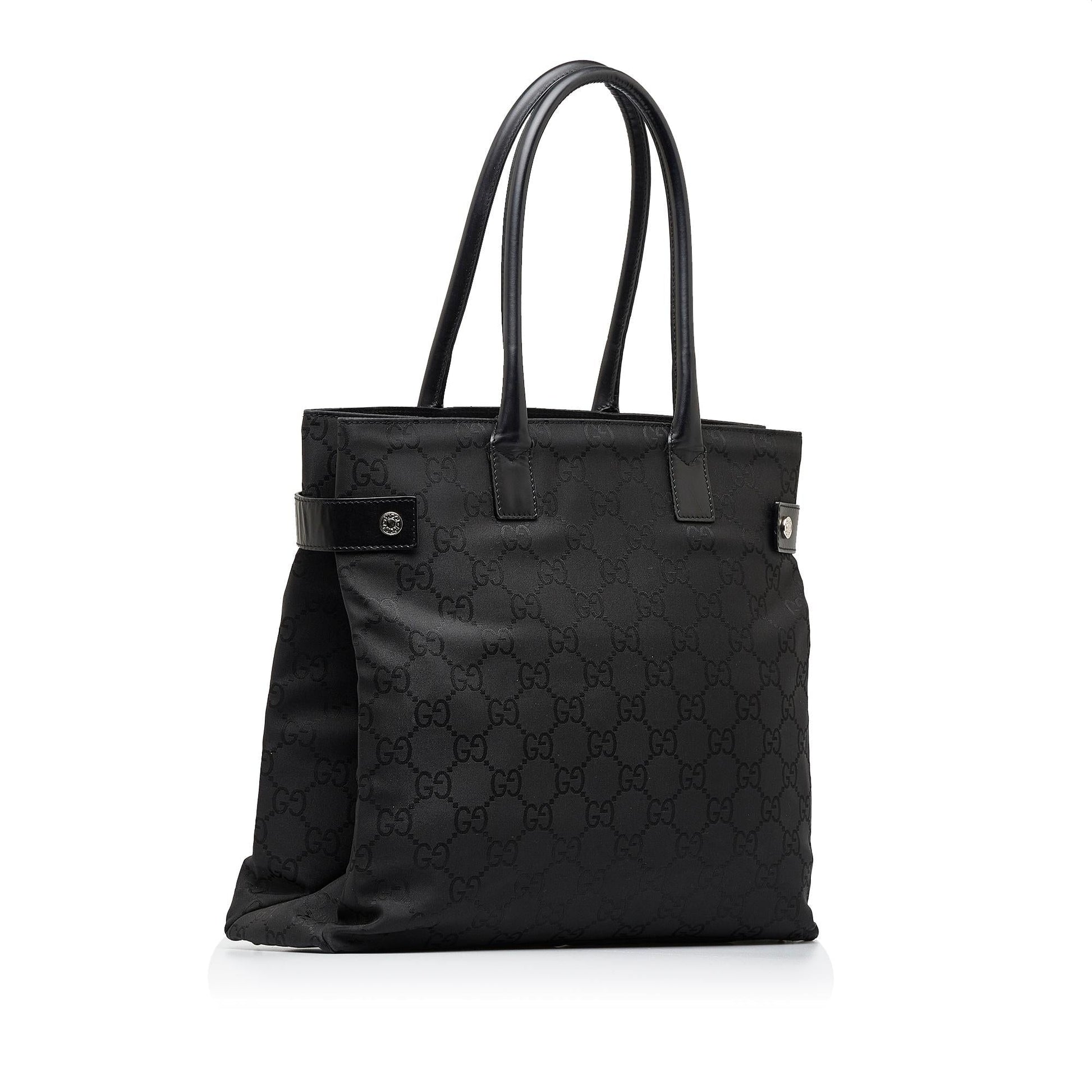 Gucci GG SHG-e1xQ03 Canvas Calf Black Tote Bag