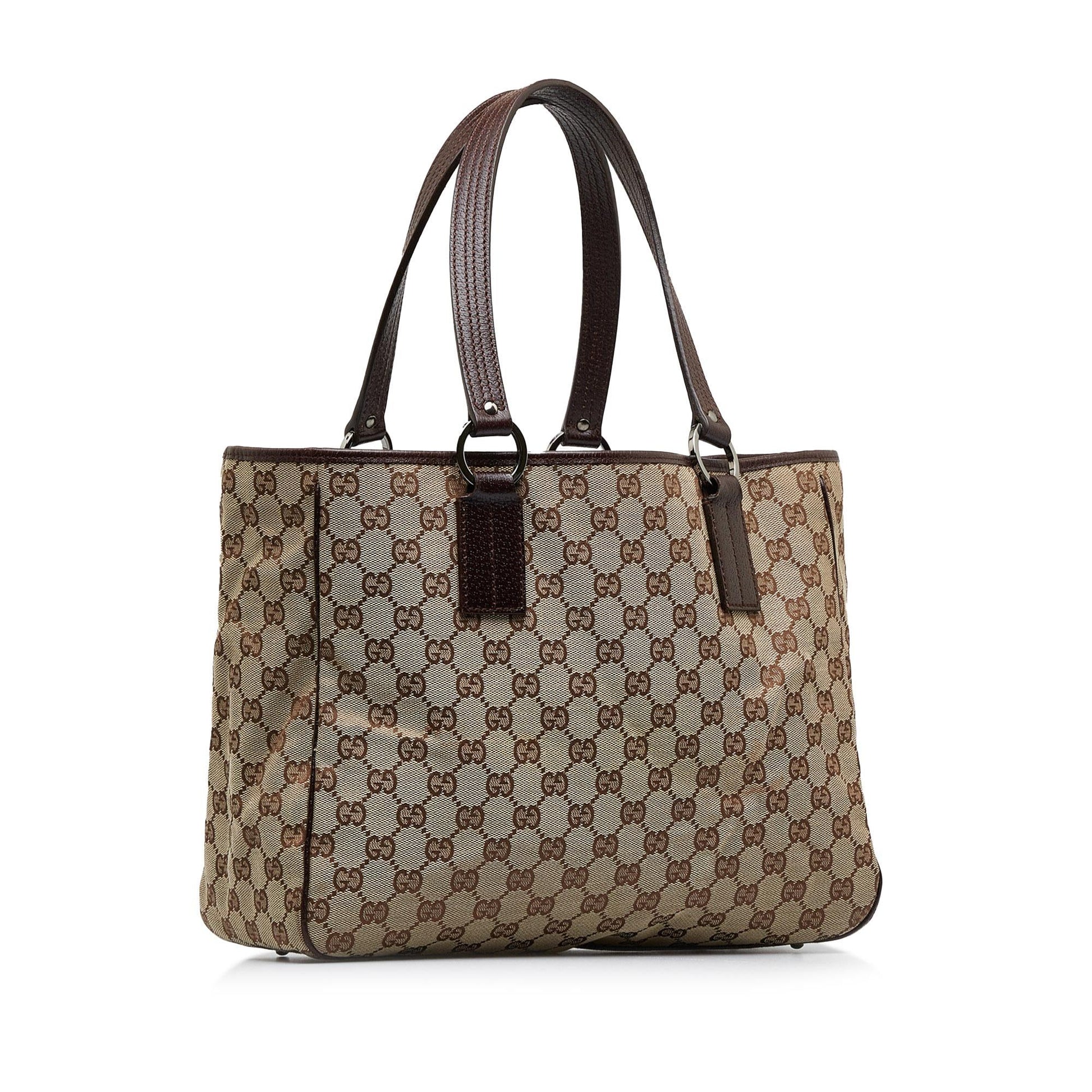Gucci GG SHG-RviNOZ Canvas Calf Brown Tote Bag