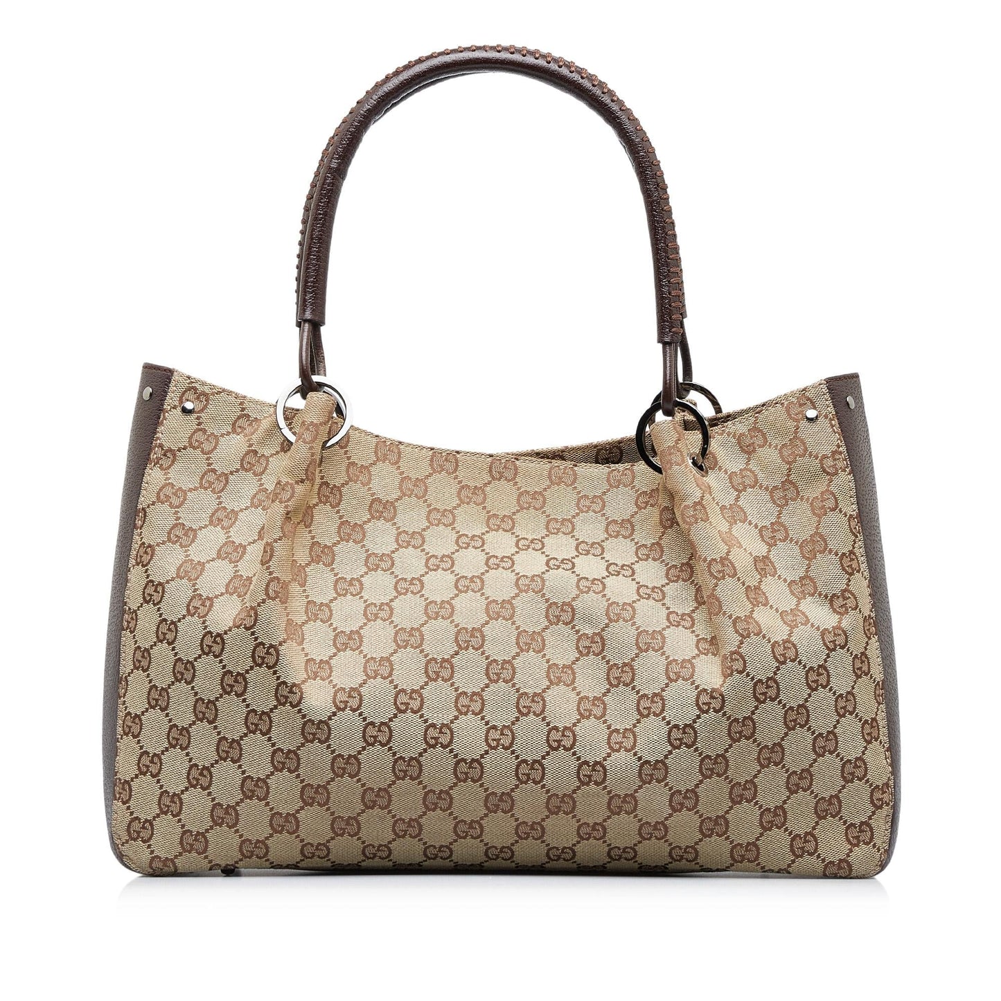 Gucci GG SHG-19tYgv Canvas Calf Brown Tote Bag