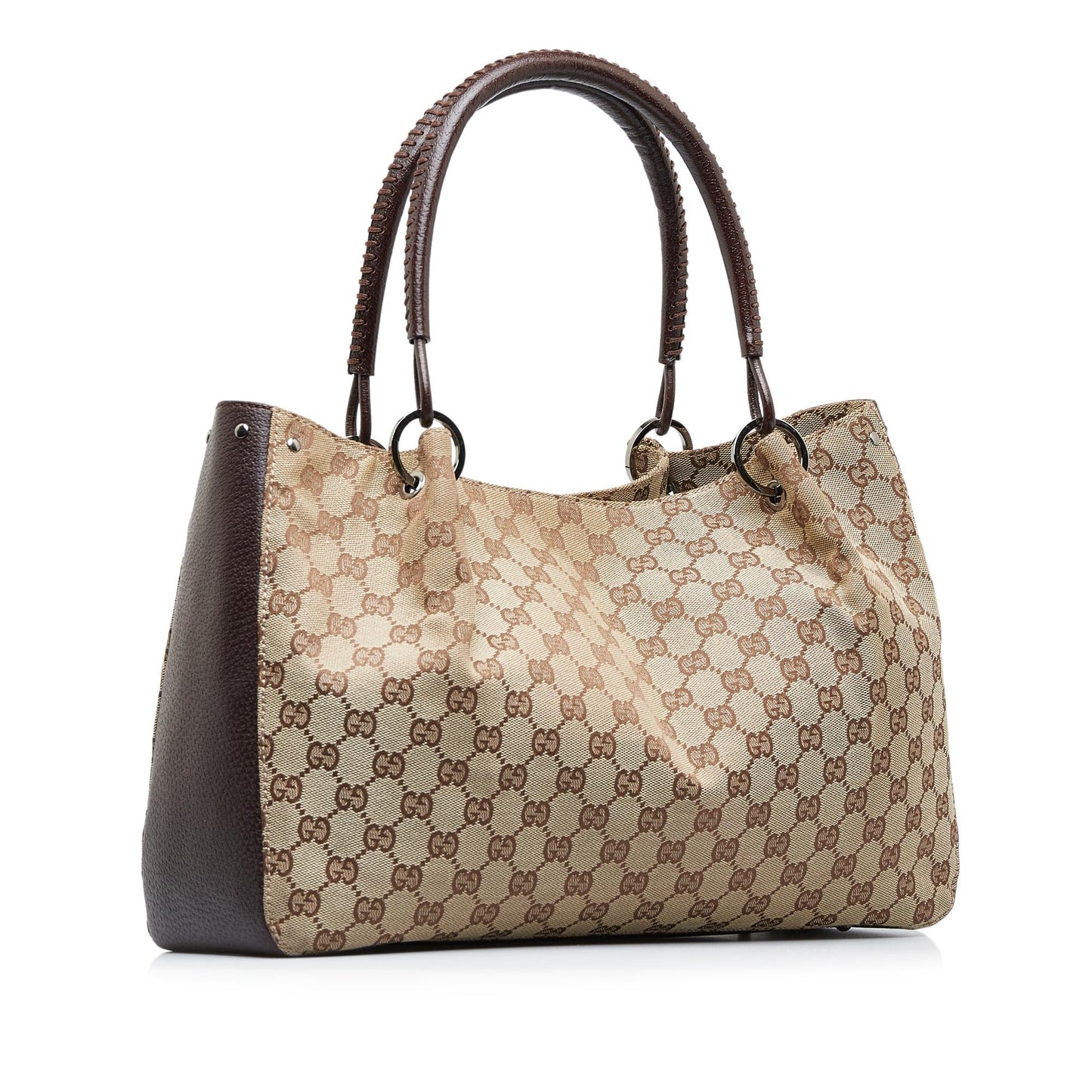 Gucci GG SHG-19tYgv Canvas Calf Brown Tote Bag