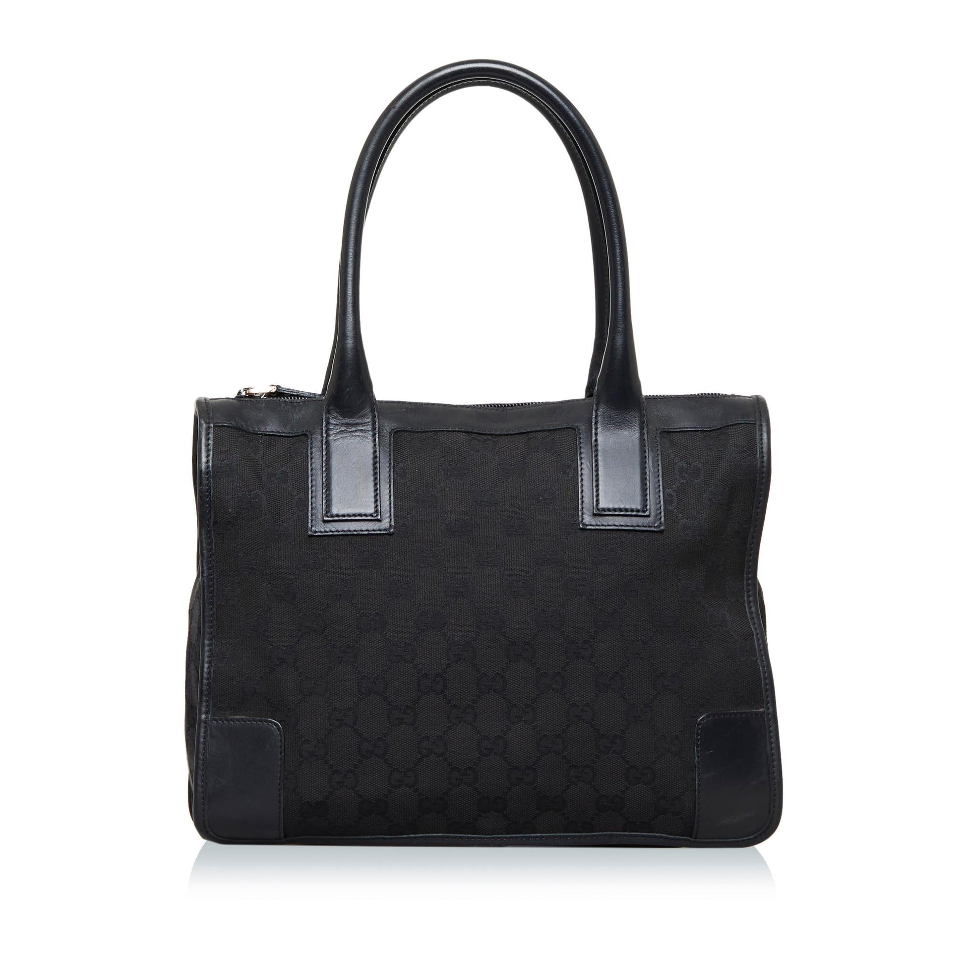 Gucci GG SHG-wFHuvA Canvas Calf Black Tote Bag