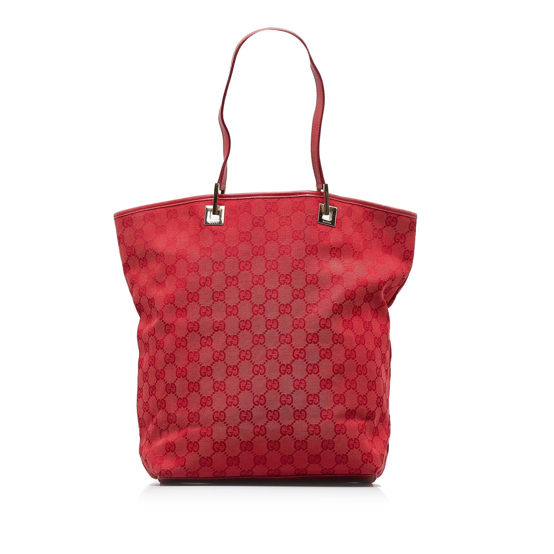 Gucci GG SHG-MZWeIu Canvas Calf Red Tote Bag