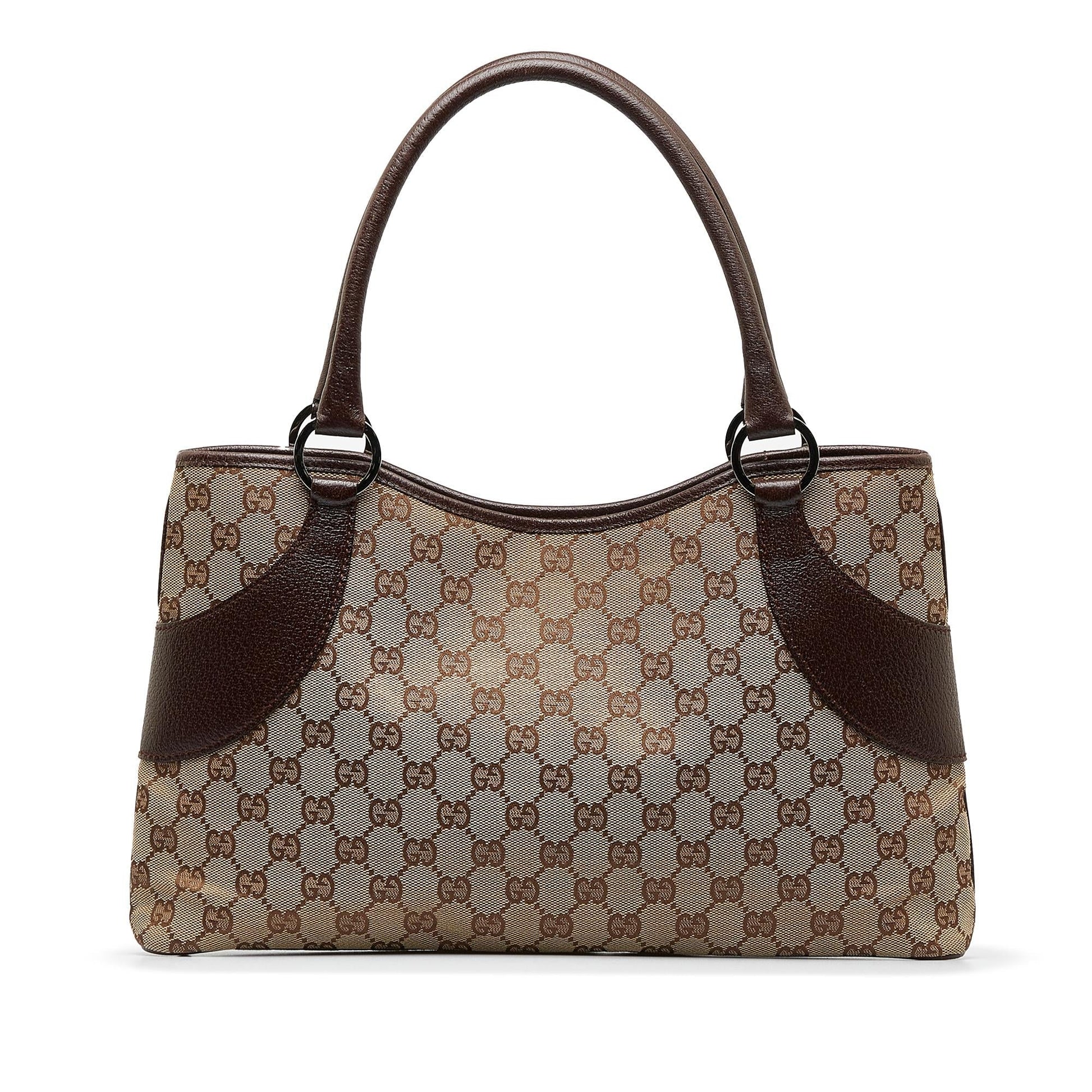 Gucci GG SHG-ddb69l Canvas Calf Brown Tote Bag