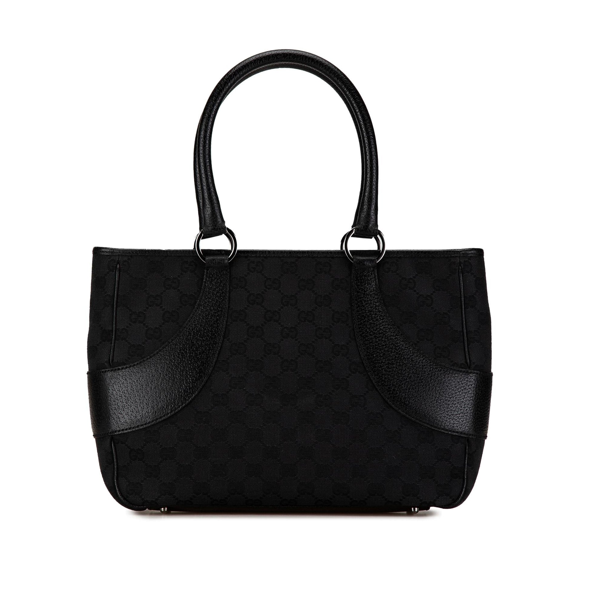 Gucci GG SHG-lwgaLC Canvas Calf Black Tote Bag