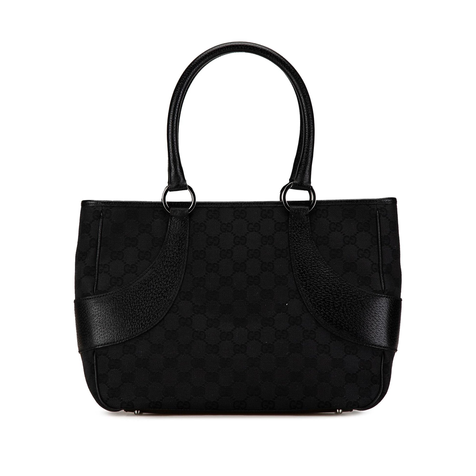 Gucci GG SHG-lwgaLC Canvas Calf Black Tote Bag
