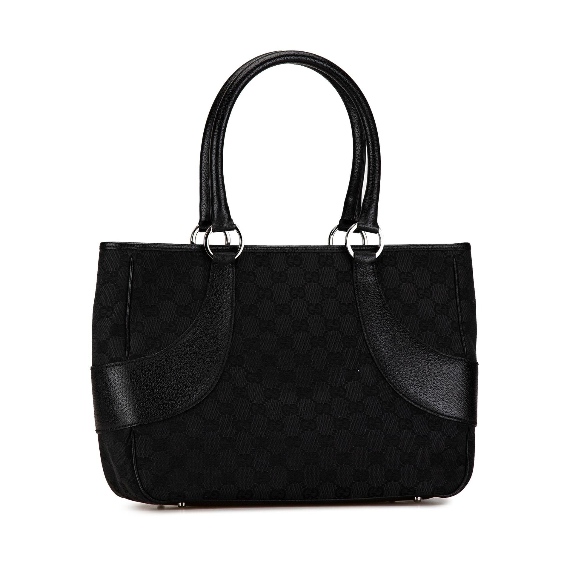 Gucci GG SHG-lwgaLC Canvas Calf Black Tote Bag