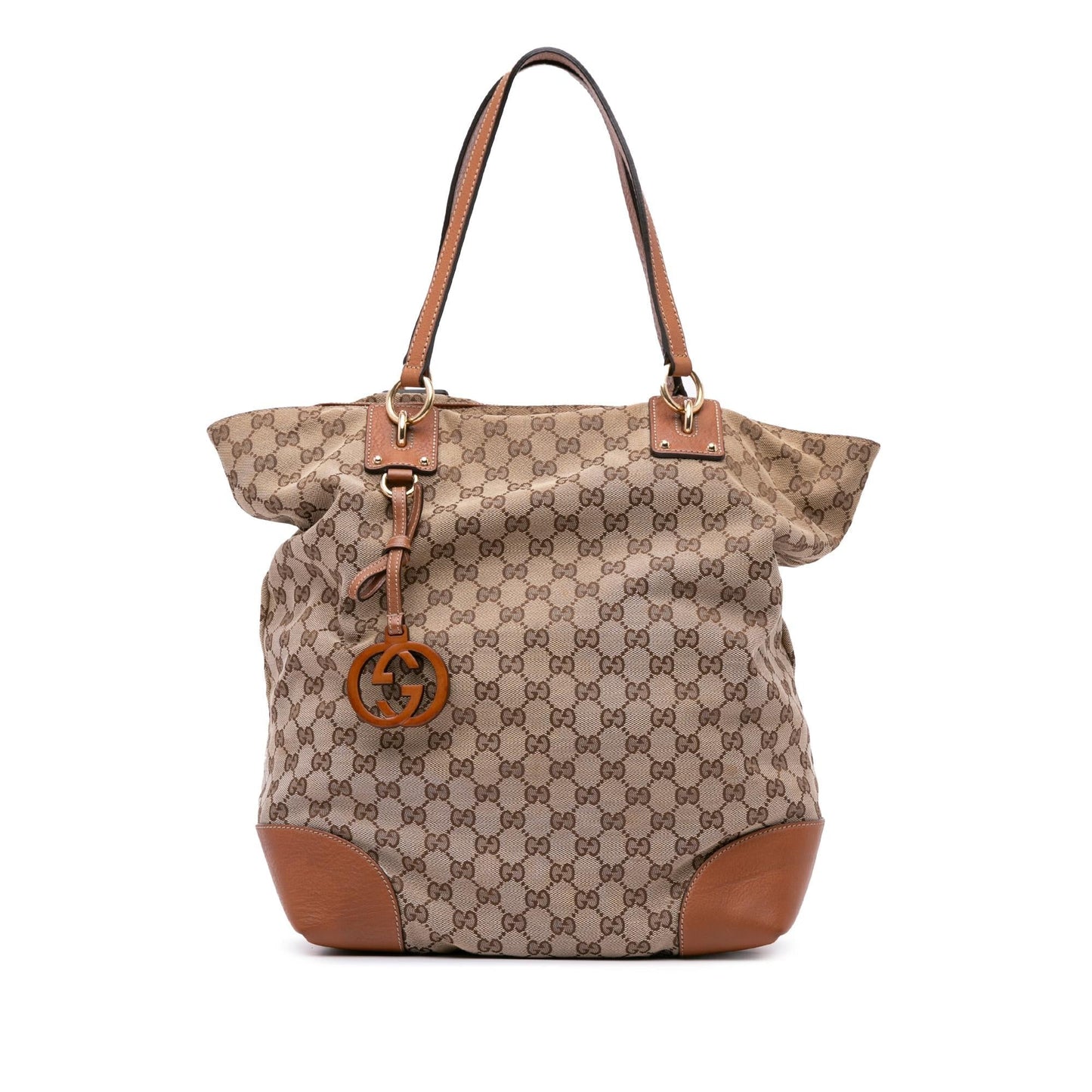 Gucci GG SHG-4i1YWN Canvas Calf Brown Tote Bag
