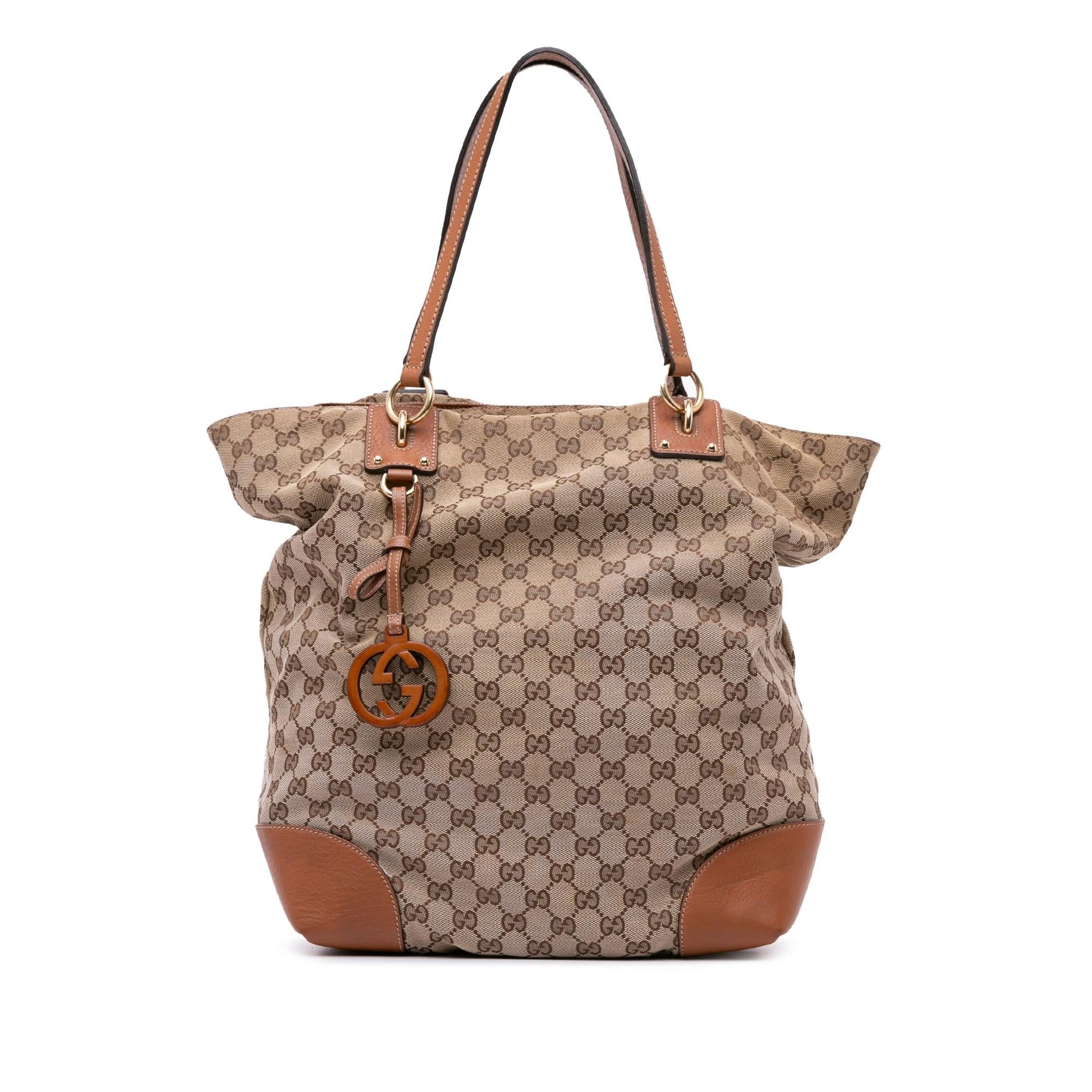 Gucci GG SHG-4i1YWN Canvas Calf Brown Tote Bag