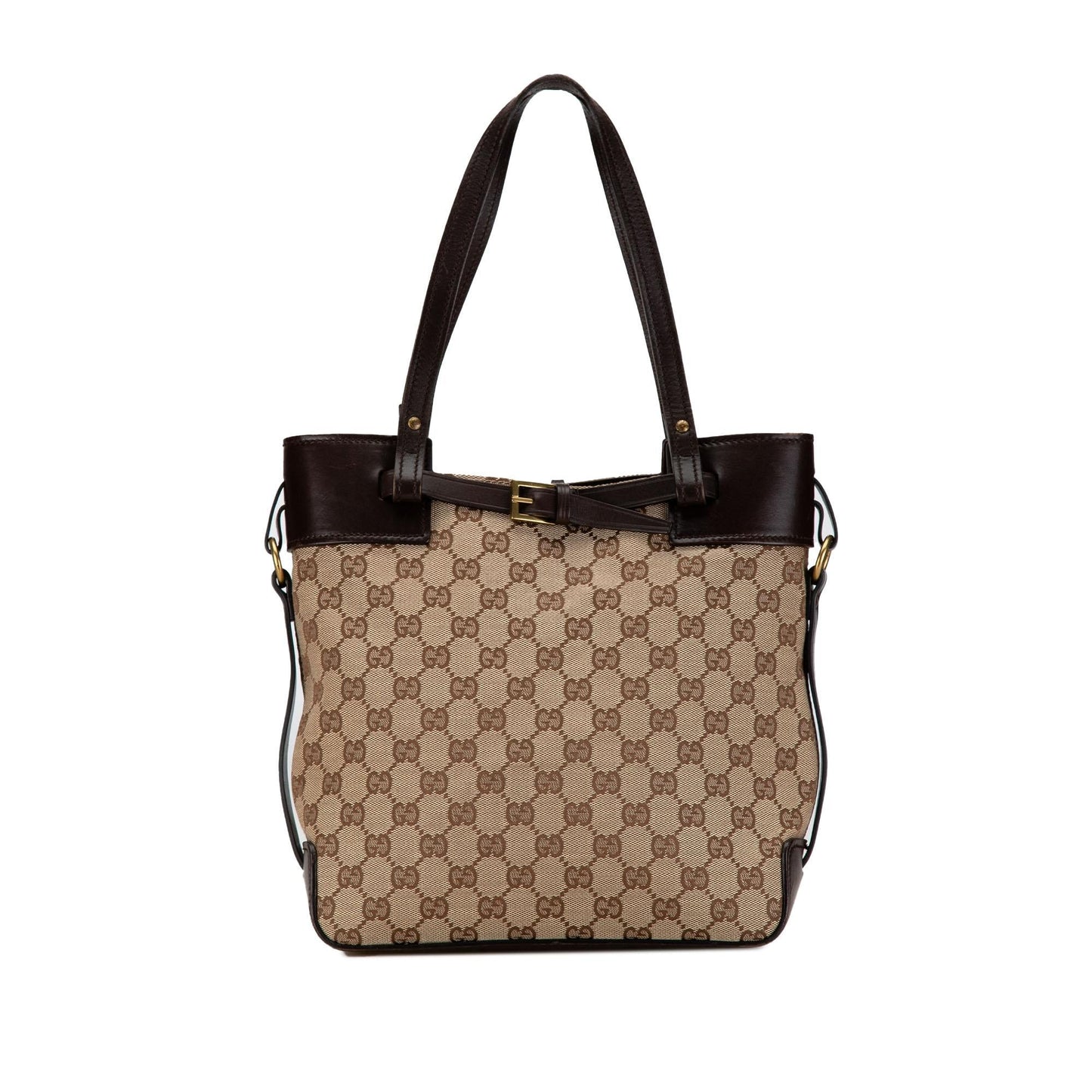 Gucci GG SHG-Y6cl8O Canvas Calf Brown Tote Bag