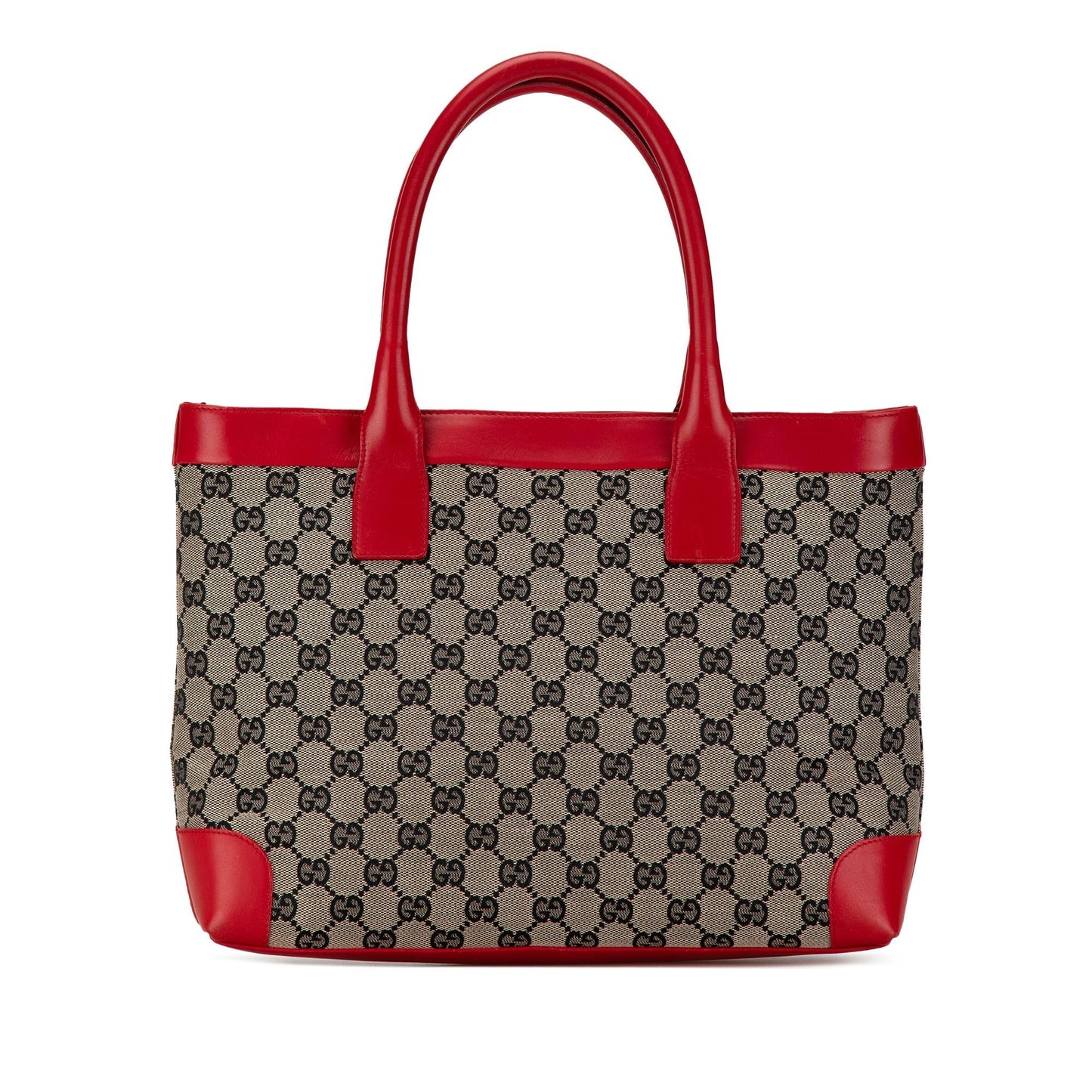 Gucci GG SHG-kbk6ZY Canvas Calf Brown Red Tote Bag