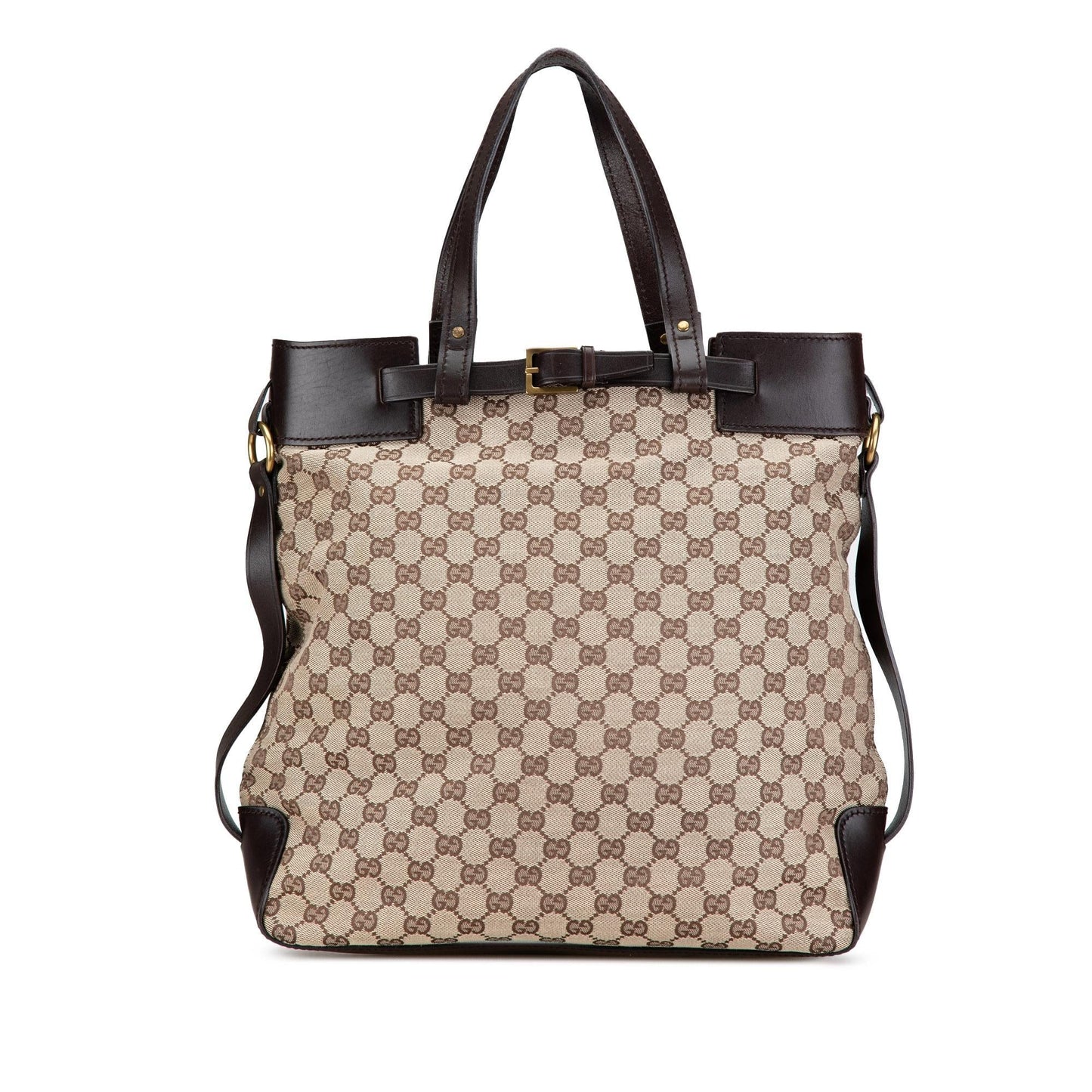 Gucci GG SHG-WSvIs4 Canvas Calf Brown Tote Bag