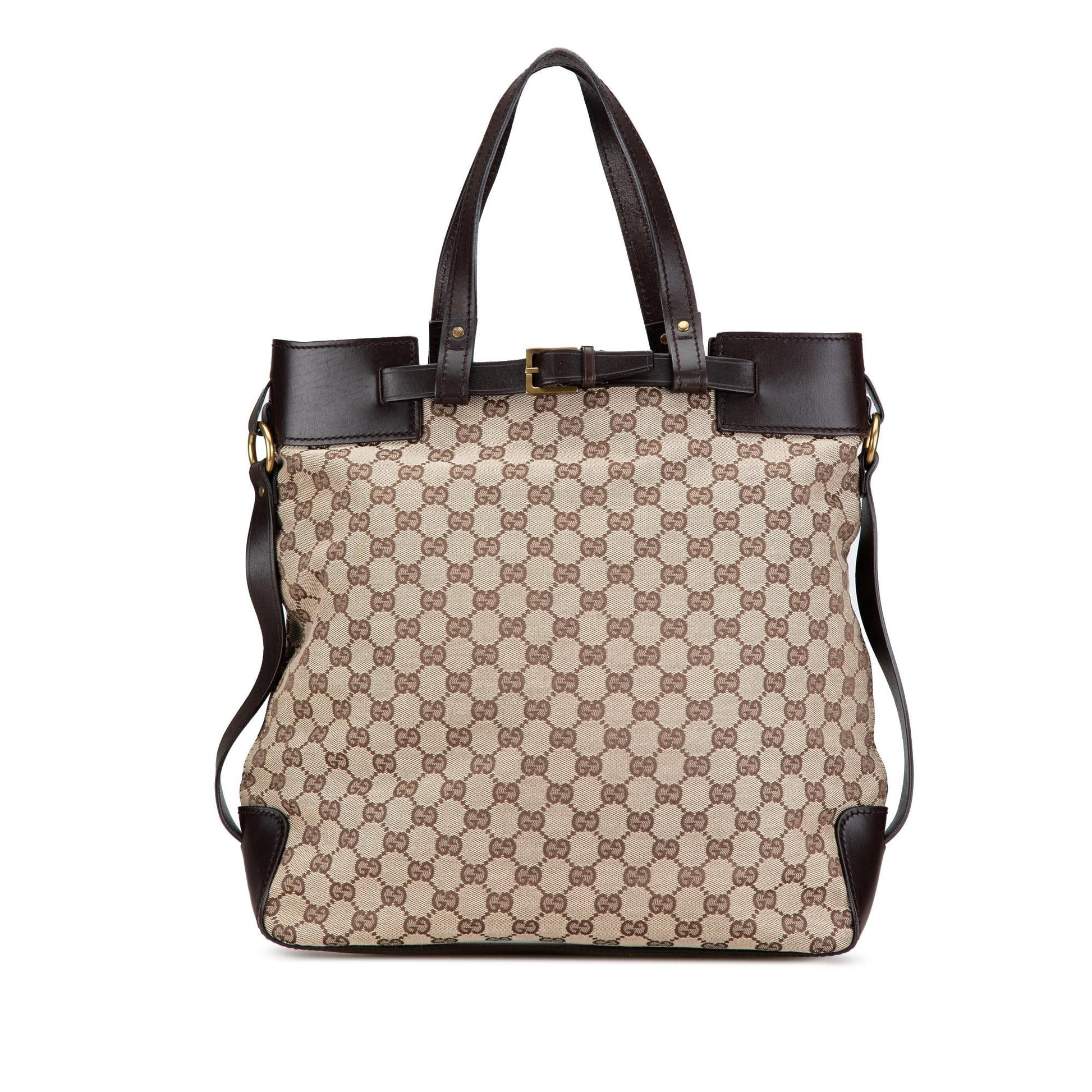 Gucci GG SHG-WSvIs4 Canvas Calf Brown Tote Bag