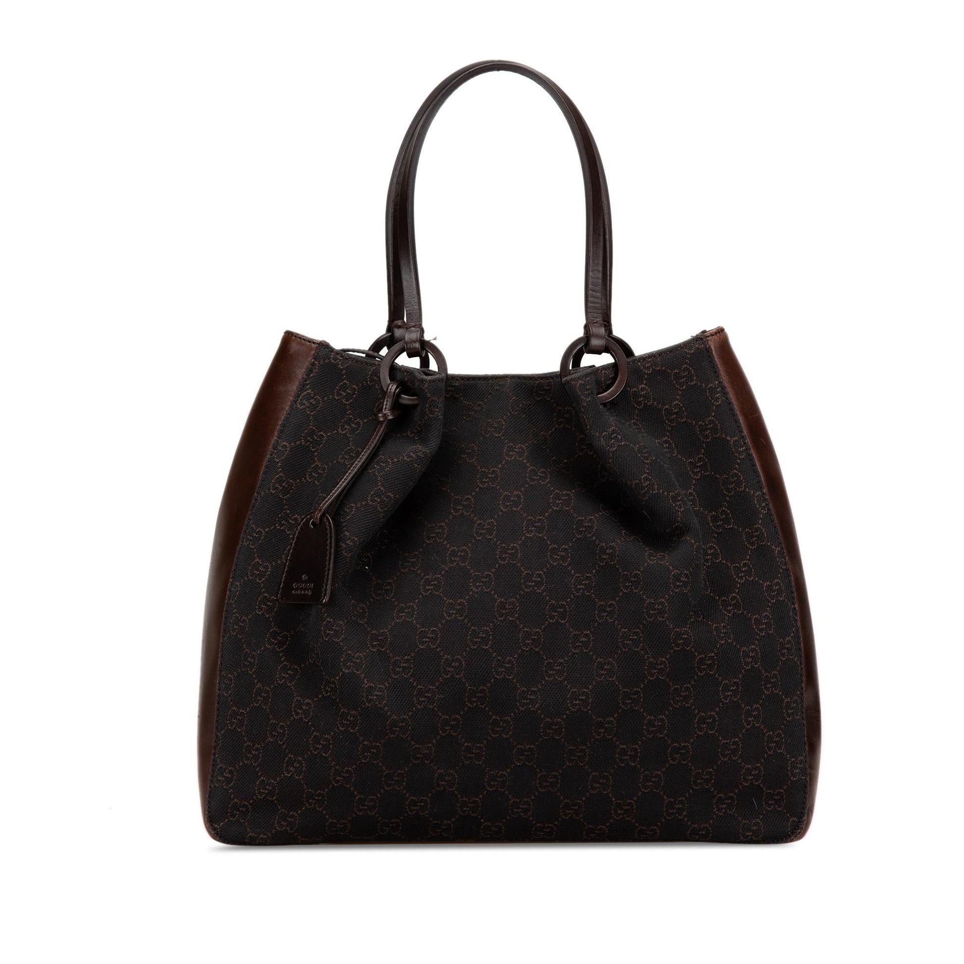 Gucci GG SHG-NAvK56 Canvas Calf Brown Tote Bag