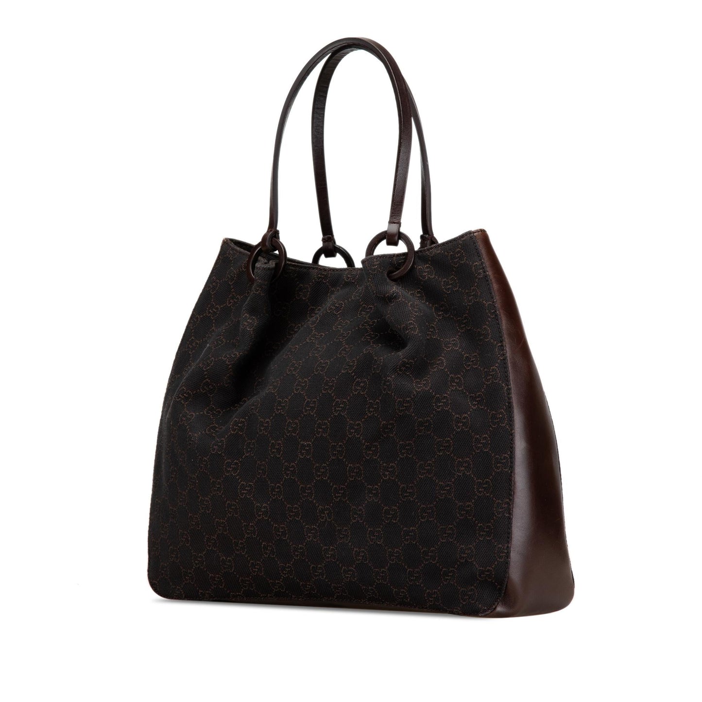 Gucci GG SHG-NAvK56 Canvas Calf Brown Tote Bag