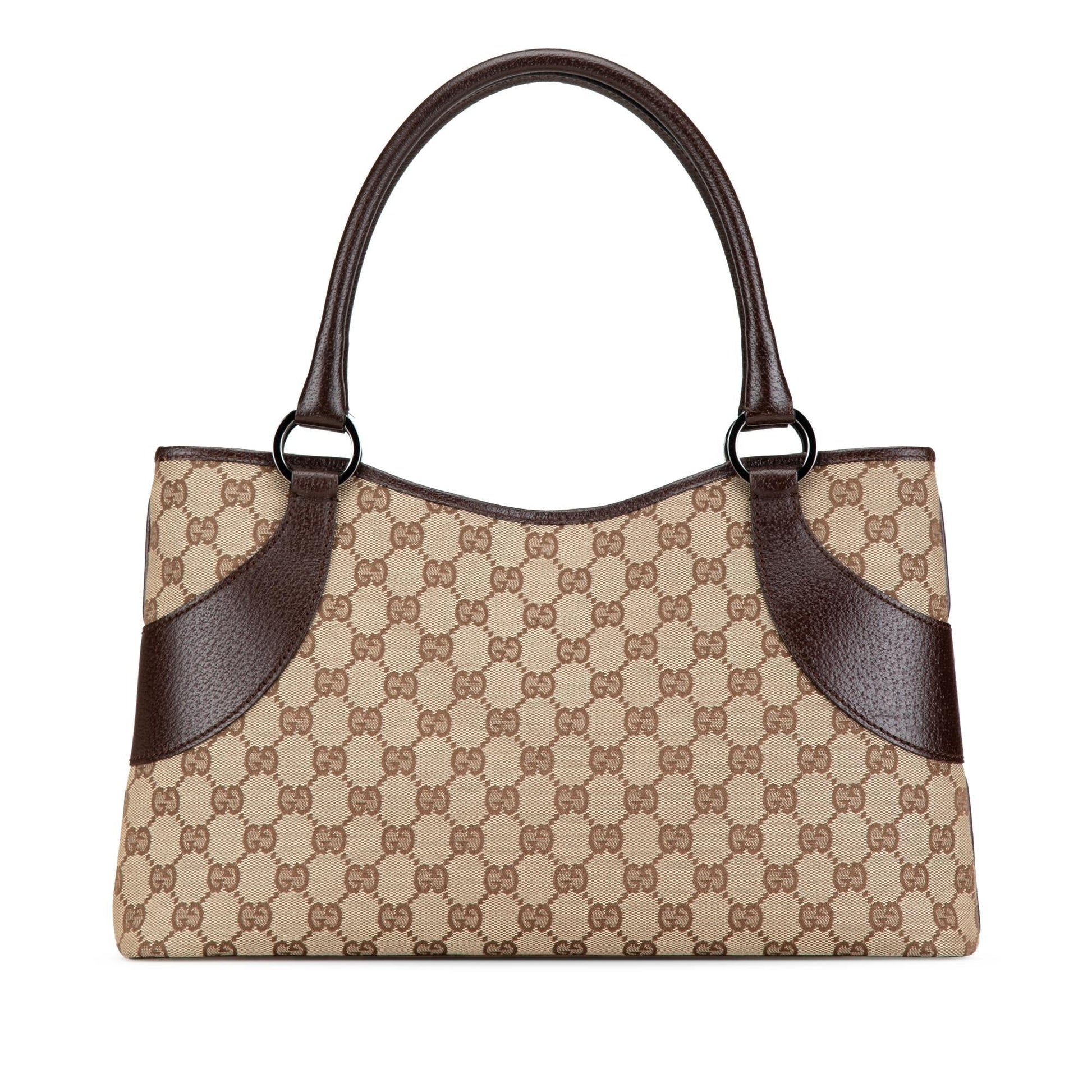 Gucci GG SHG-vHhJ7F Canvas Calf Brown Tote Bag