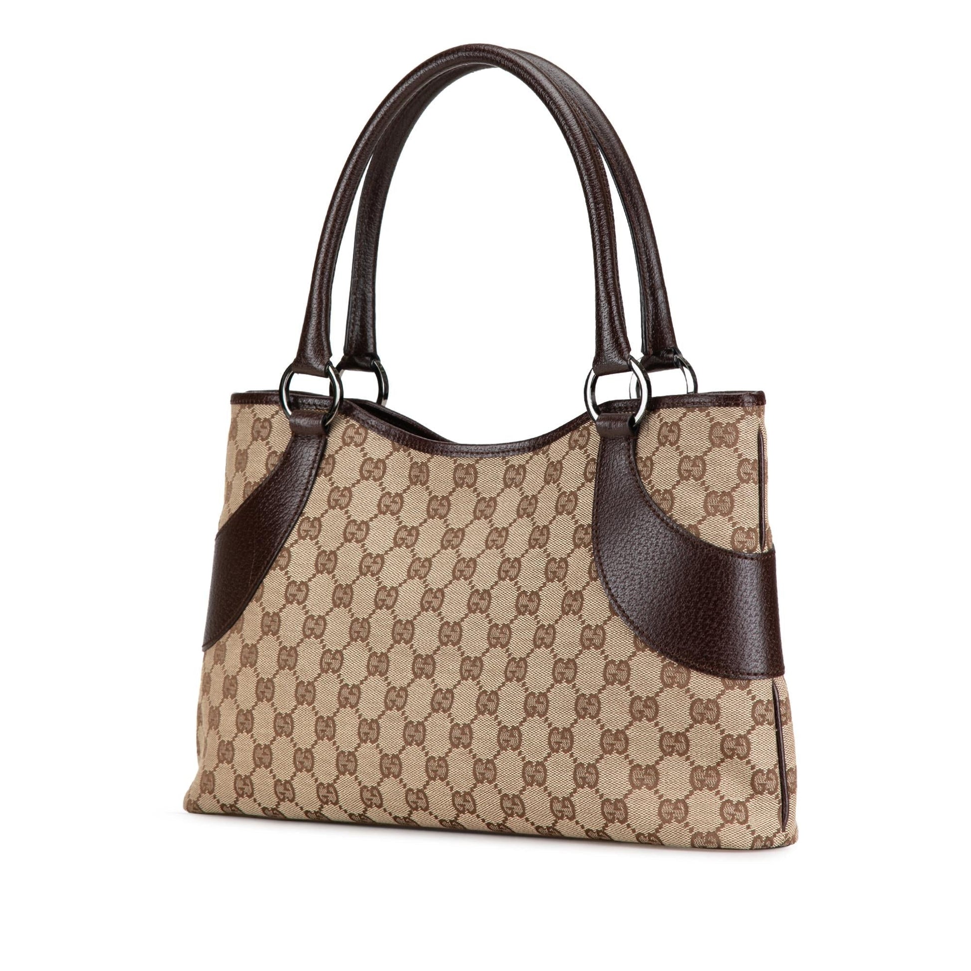 Gucci GG SHG-vHhJ7F Canvas Calf Brown Tote Bag