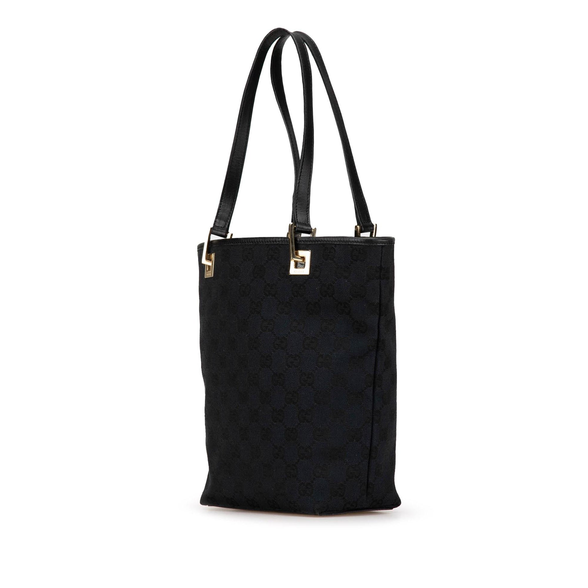 Gucci GG Canvas Calf Black Tote Bag Tote 1