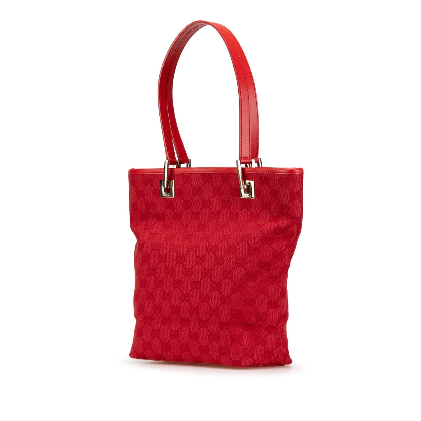 Gucci GG Canvas Calf Red Tote Bag Tote 6