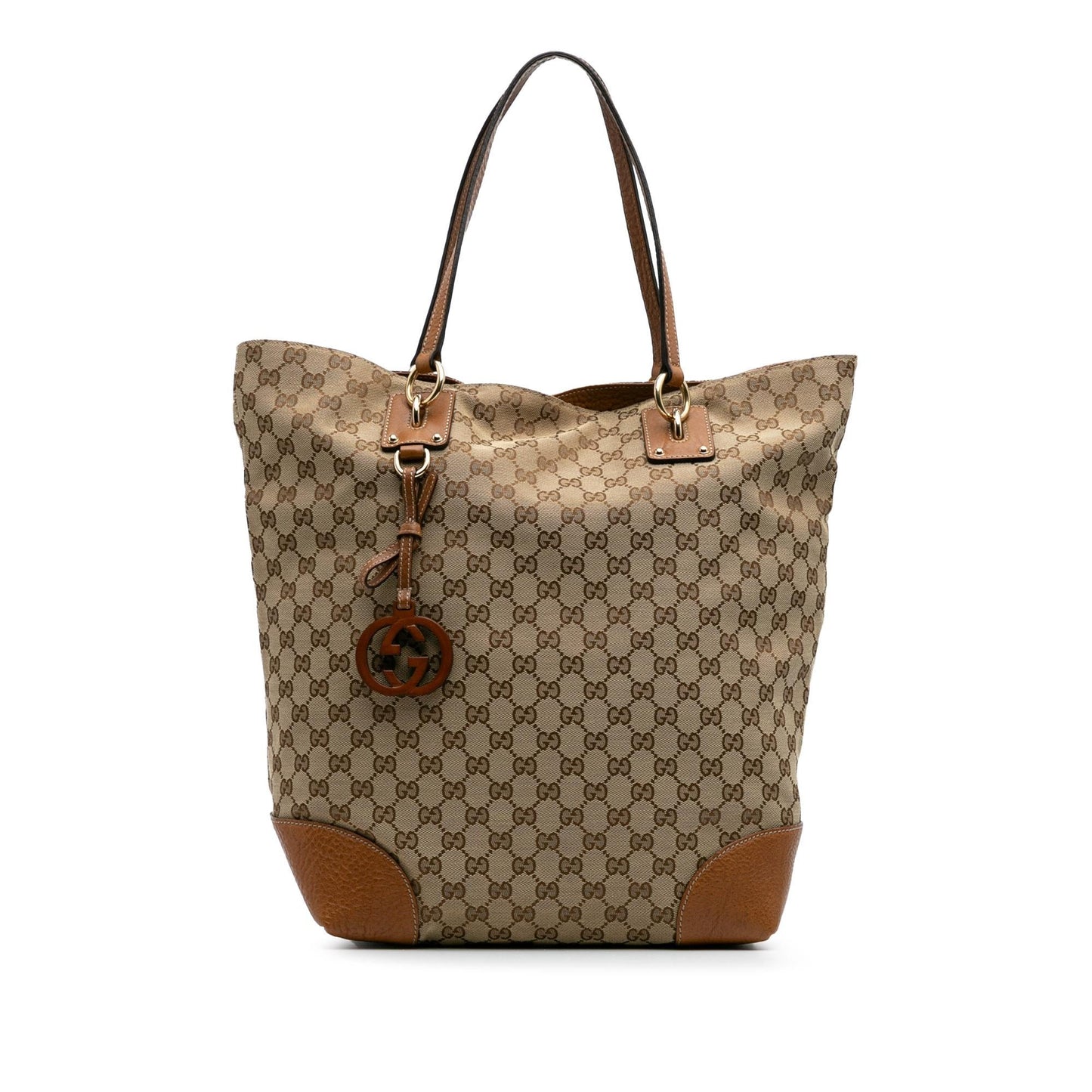 Gucci GG Canvas Calf Brown Tote Bag Tote 11