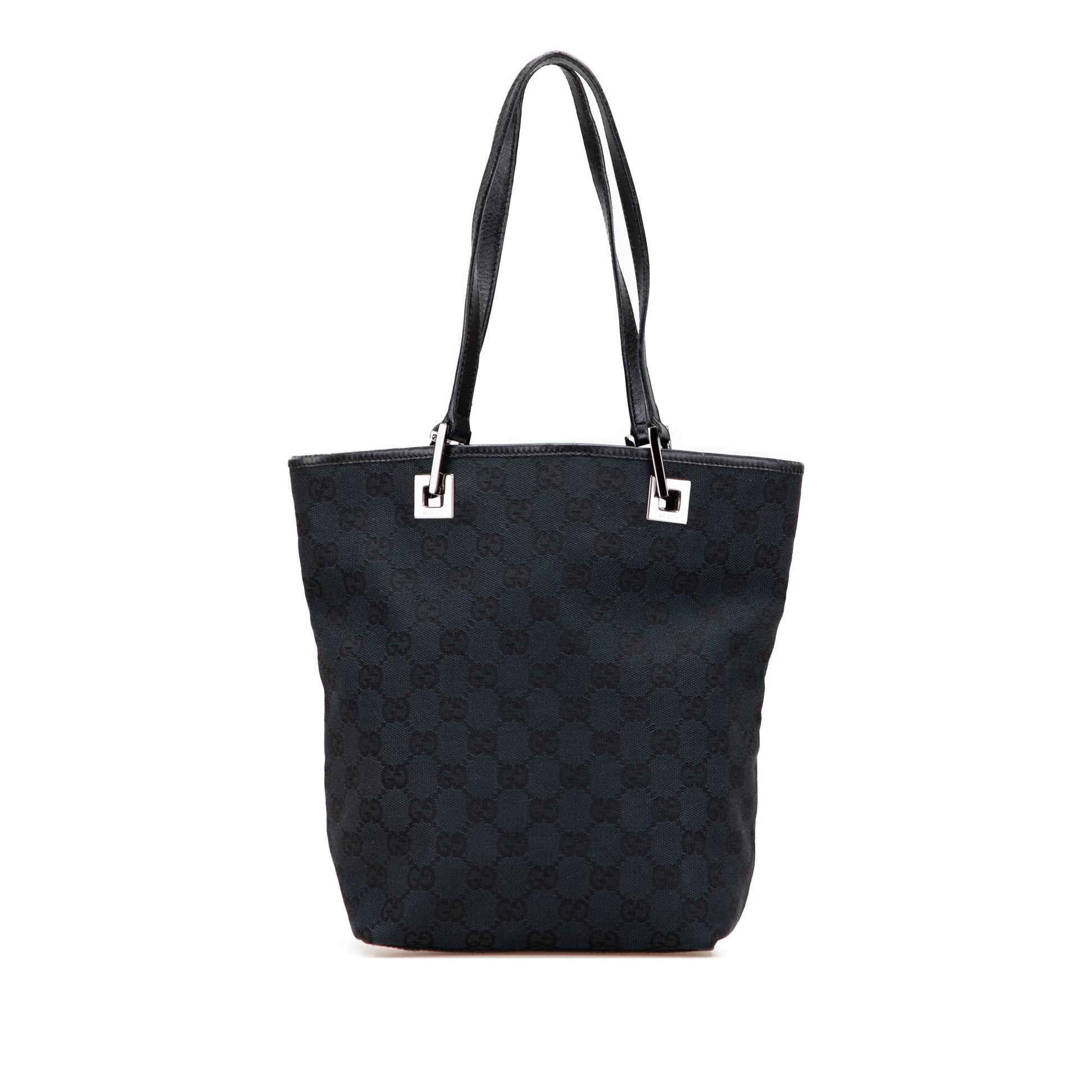 Gucci GG Canvas Calf Blue Tote Bag
