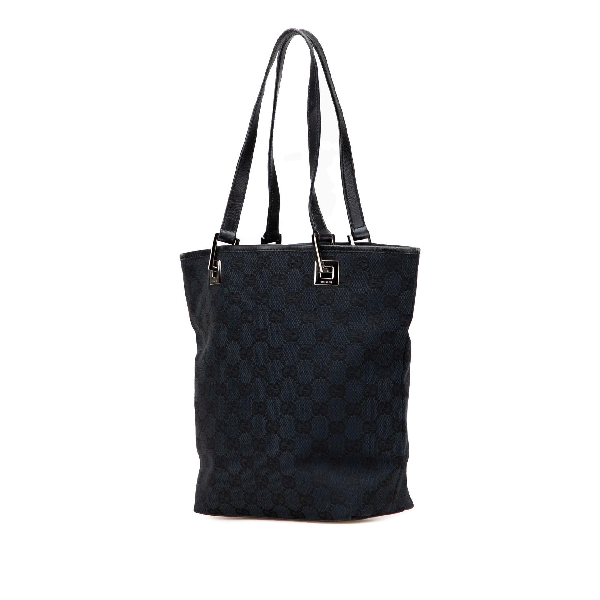 Gucci GG Canvas Calf Blue Tote Bag