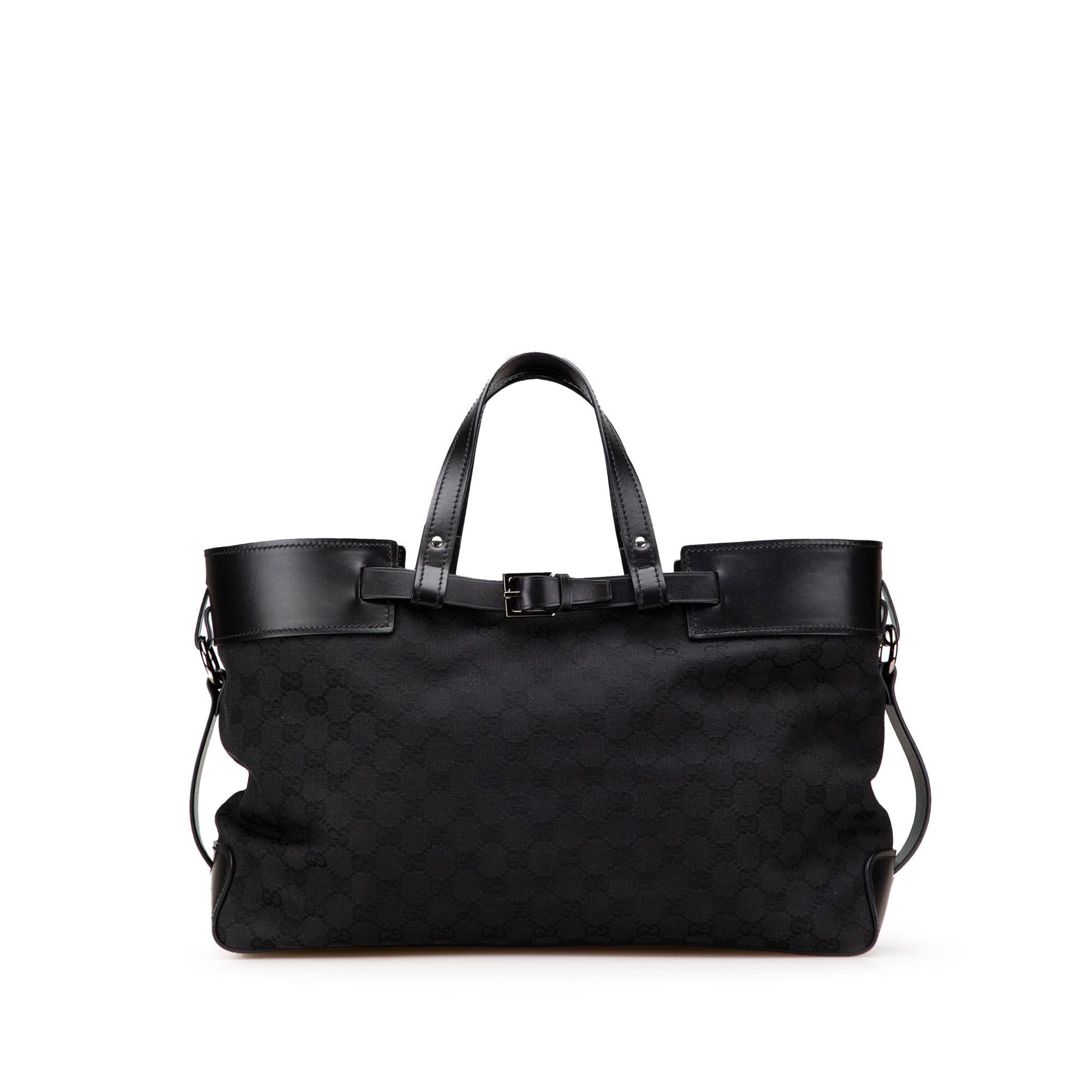 Gucci GG Canvas Calf Black Tote Bag