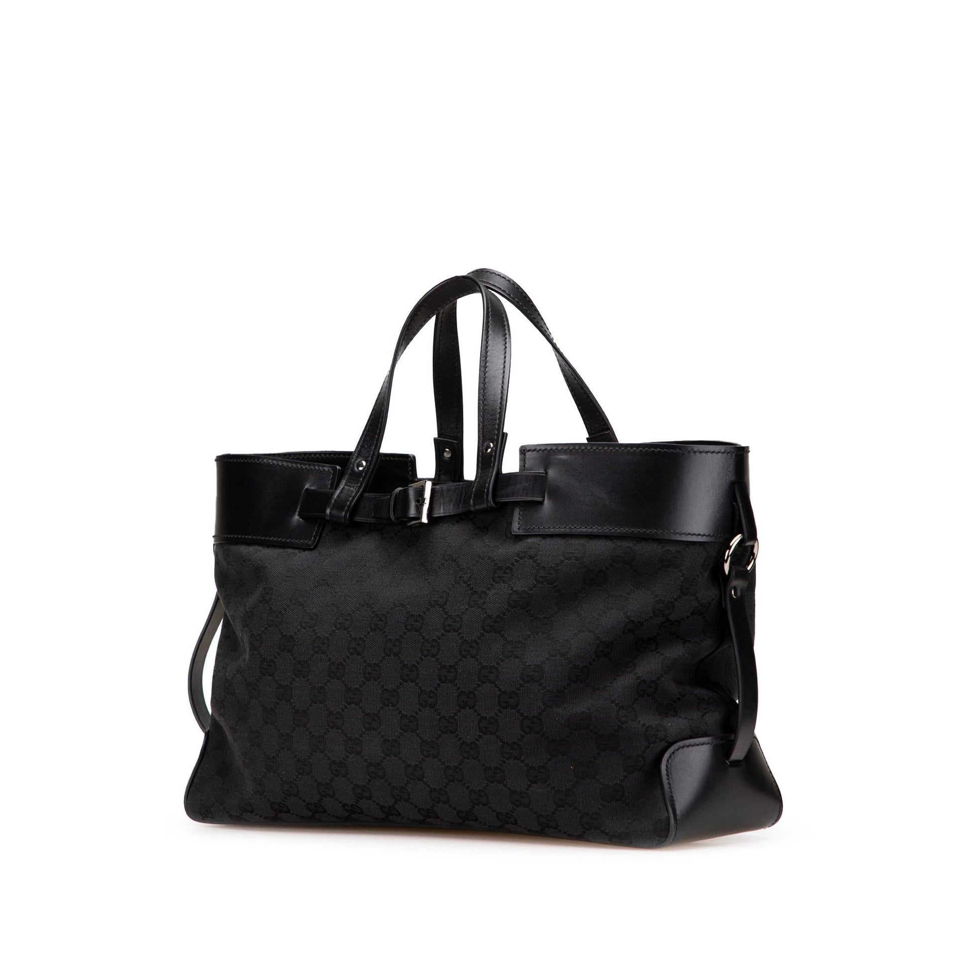 Gucci GG Canvas Calf Black Tote Bag
