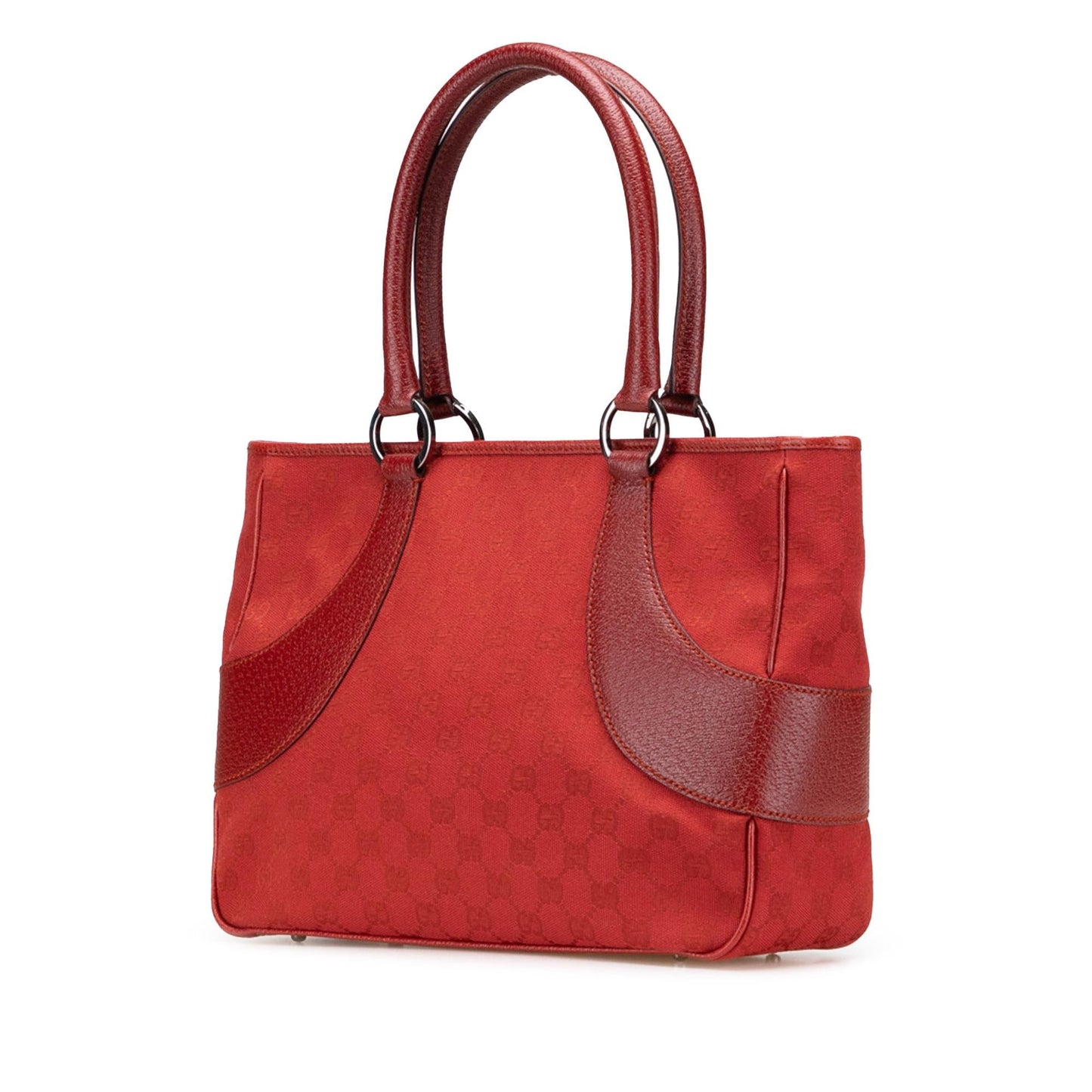 Gucci GG Canvas Calf Red Tote Bag