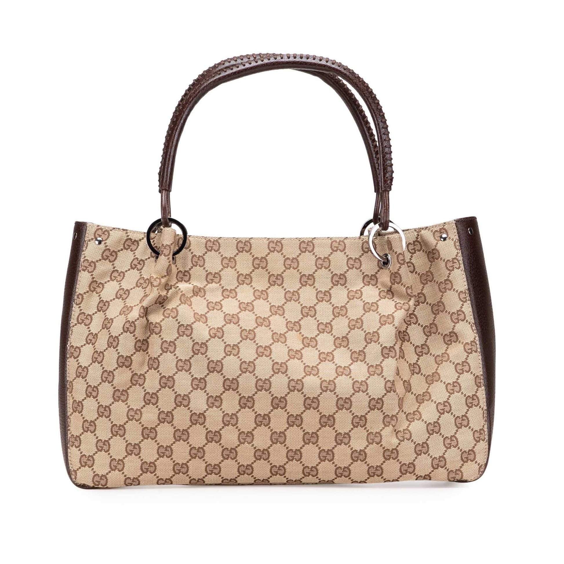 Gucci GG Canvas Calf Brown Tote Bag Tote 15