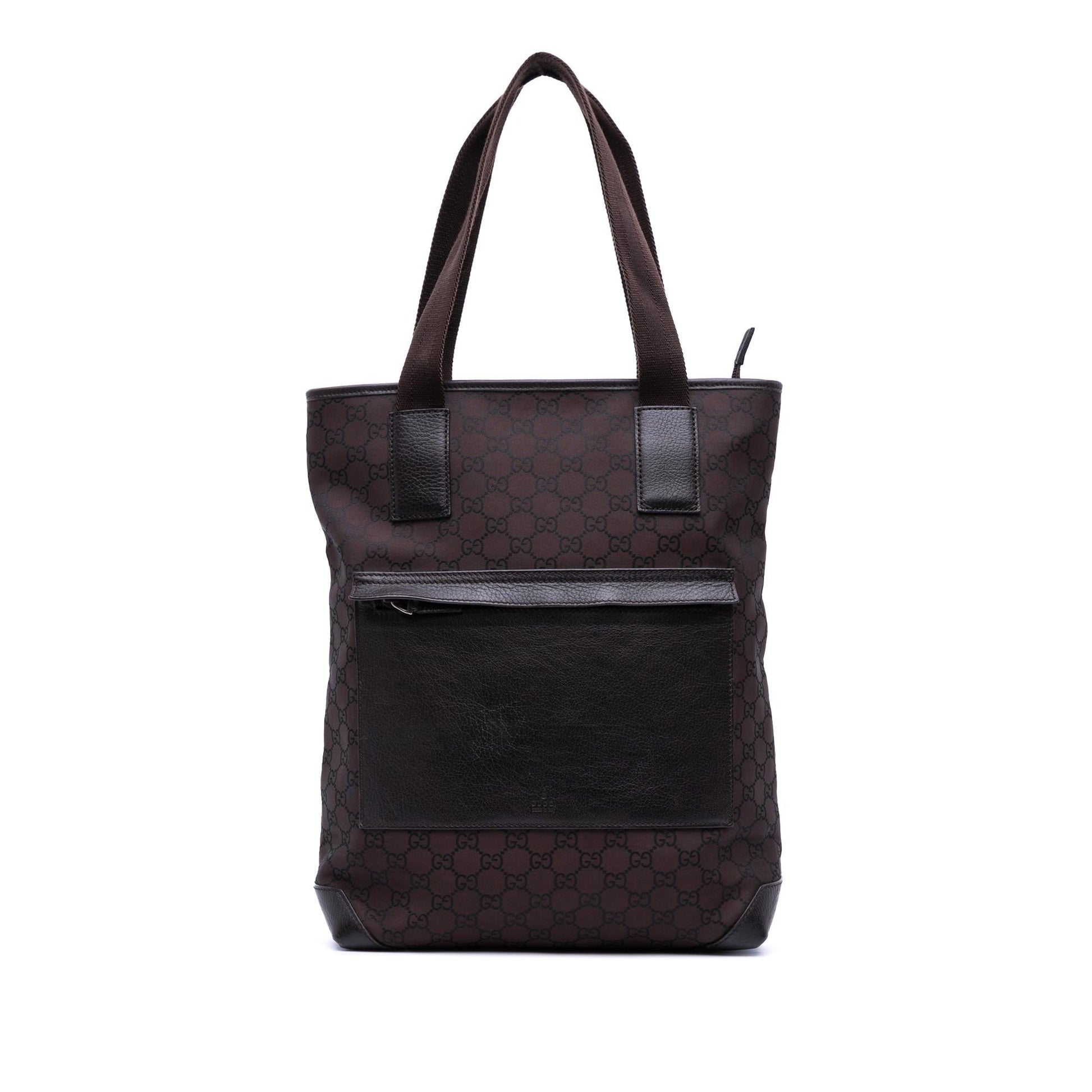 Gucci GG Canvas Calf Brown Tote Bag Tote 24