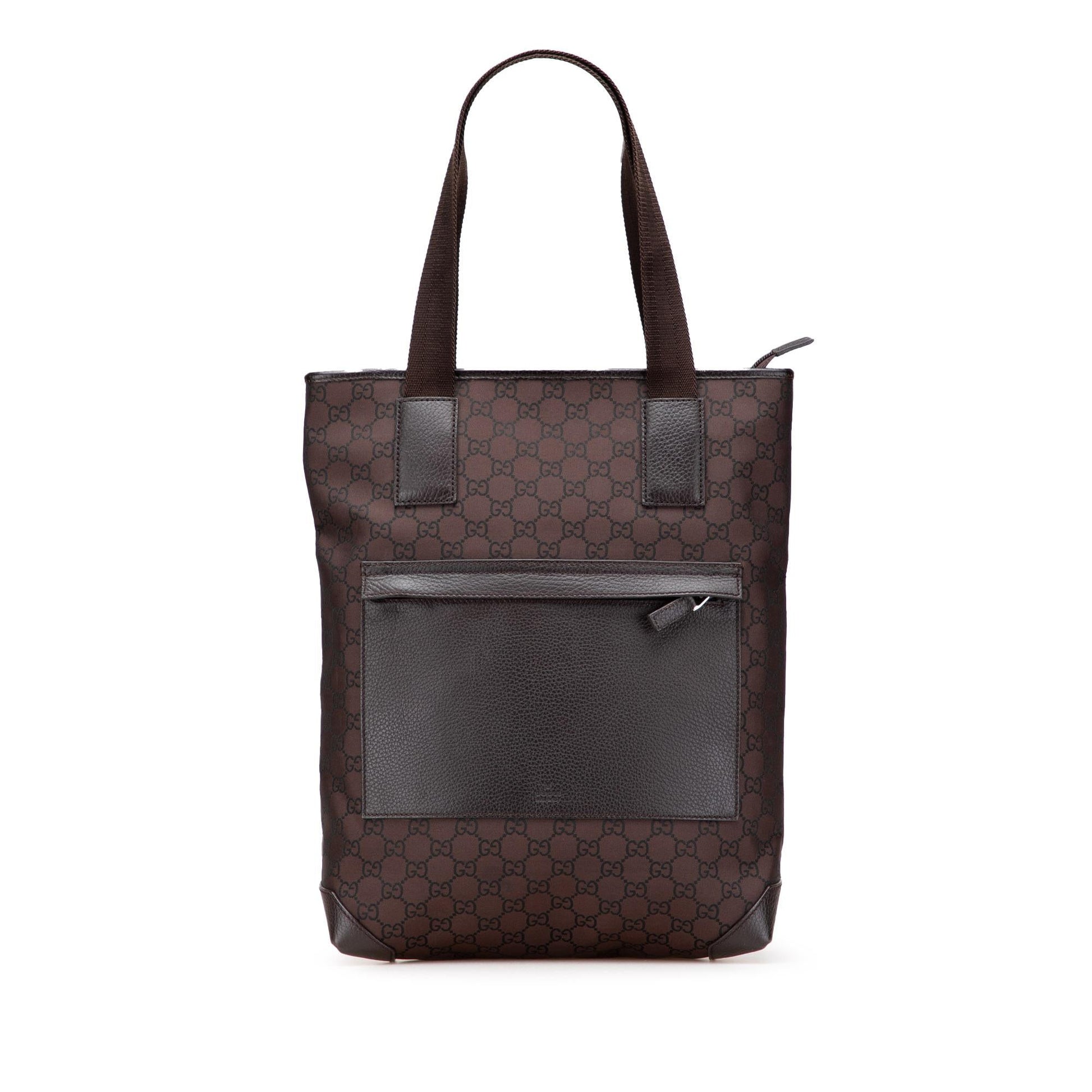 Gucci GG Canvas Calf Brown Tote Bag Tote 27