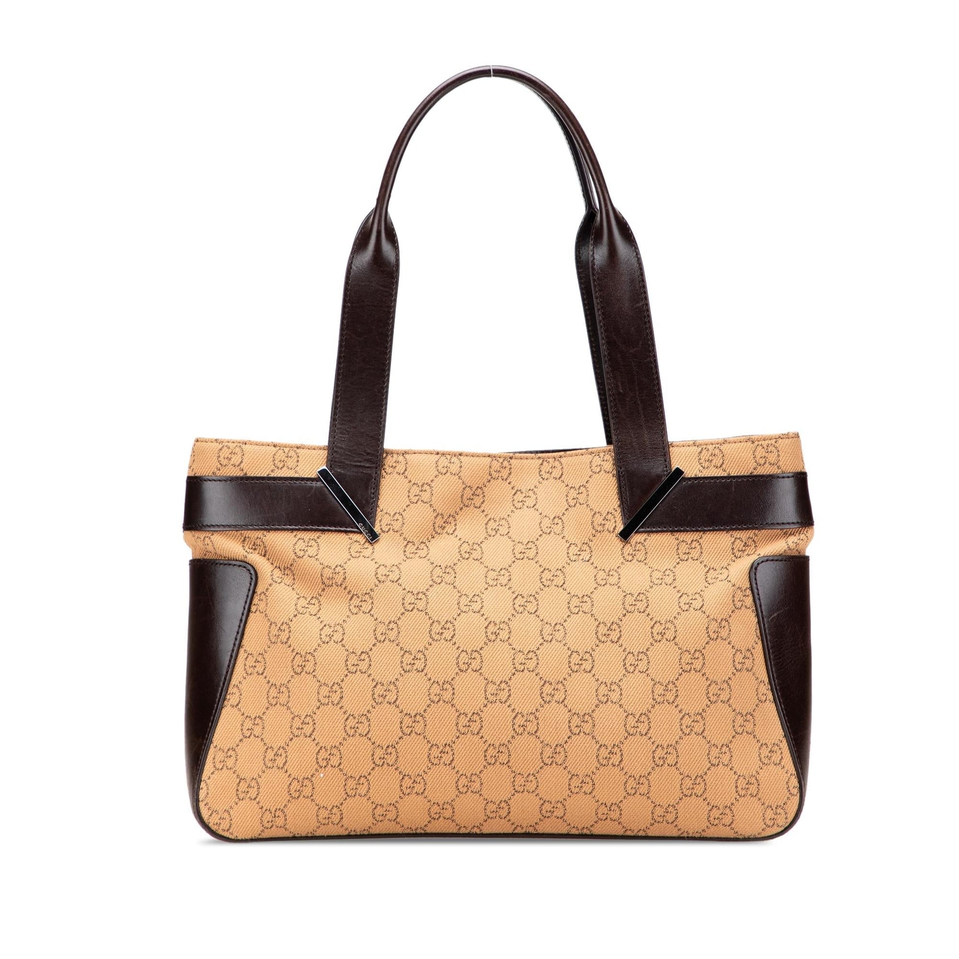 Gucci GG Canvas Calf Brown Tote Bag Tote 28