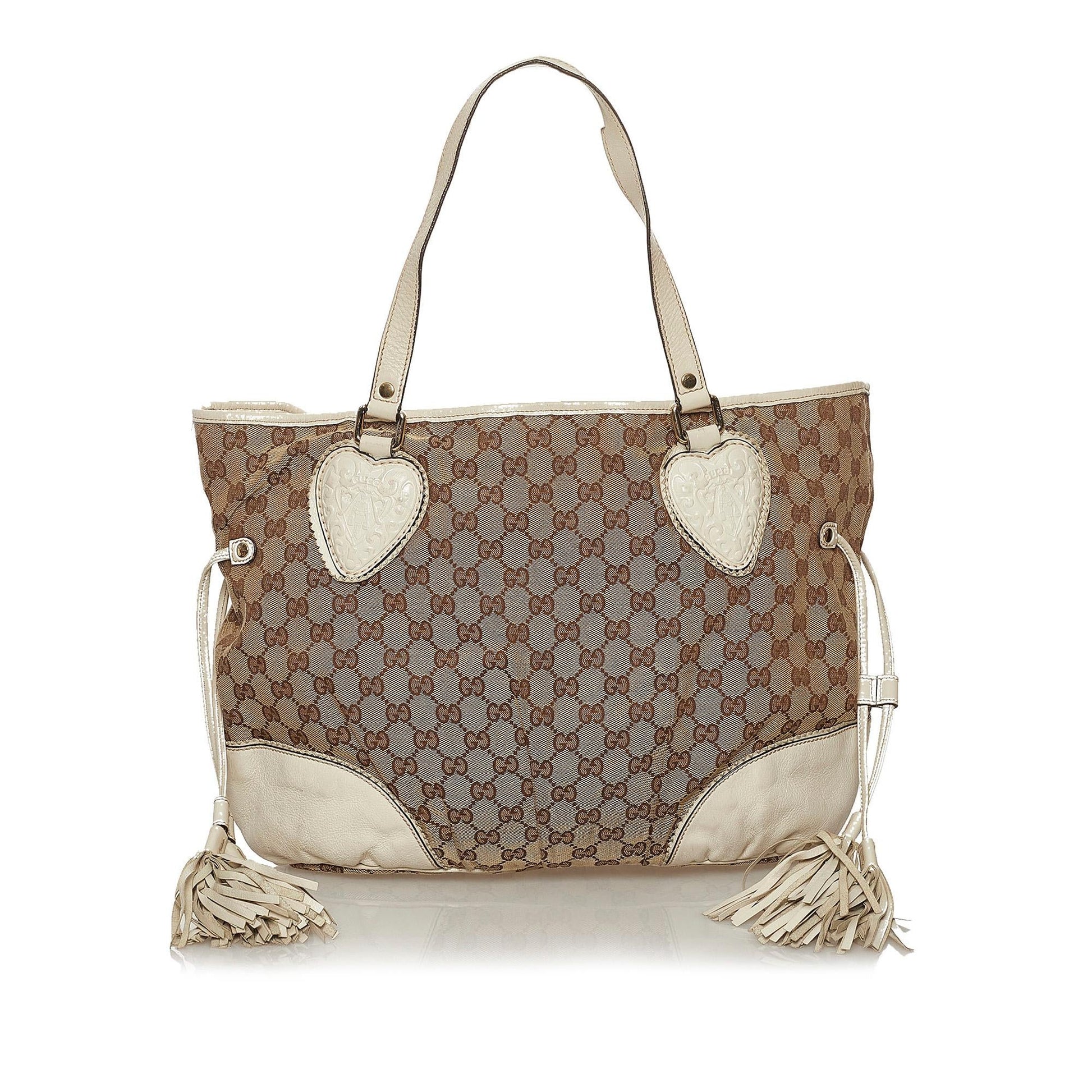 Gucci GG Tribeca SHG Canvas White Brown Shoulder Bag