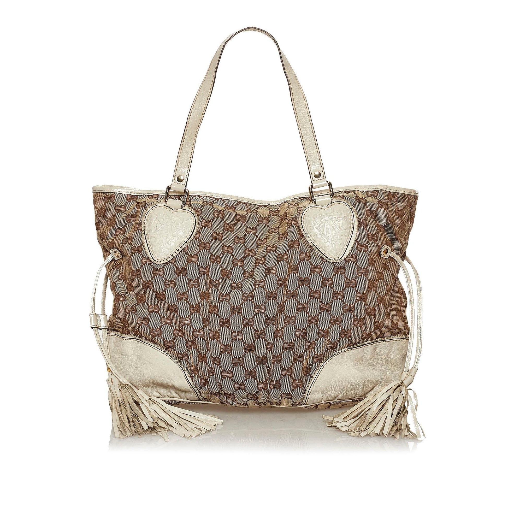 Gucci GG Tribeca SHG Canvas White Brown Shoulder Bag