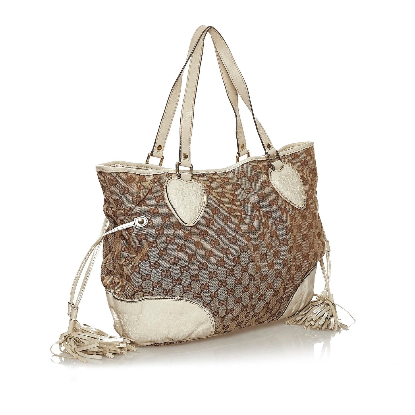 Gucci GG Tribeca SHG Canvas White Brown Shoulder Bag