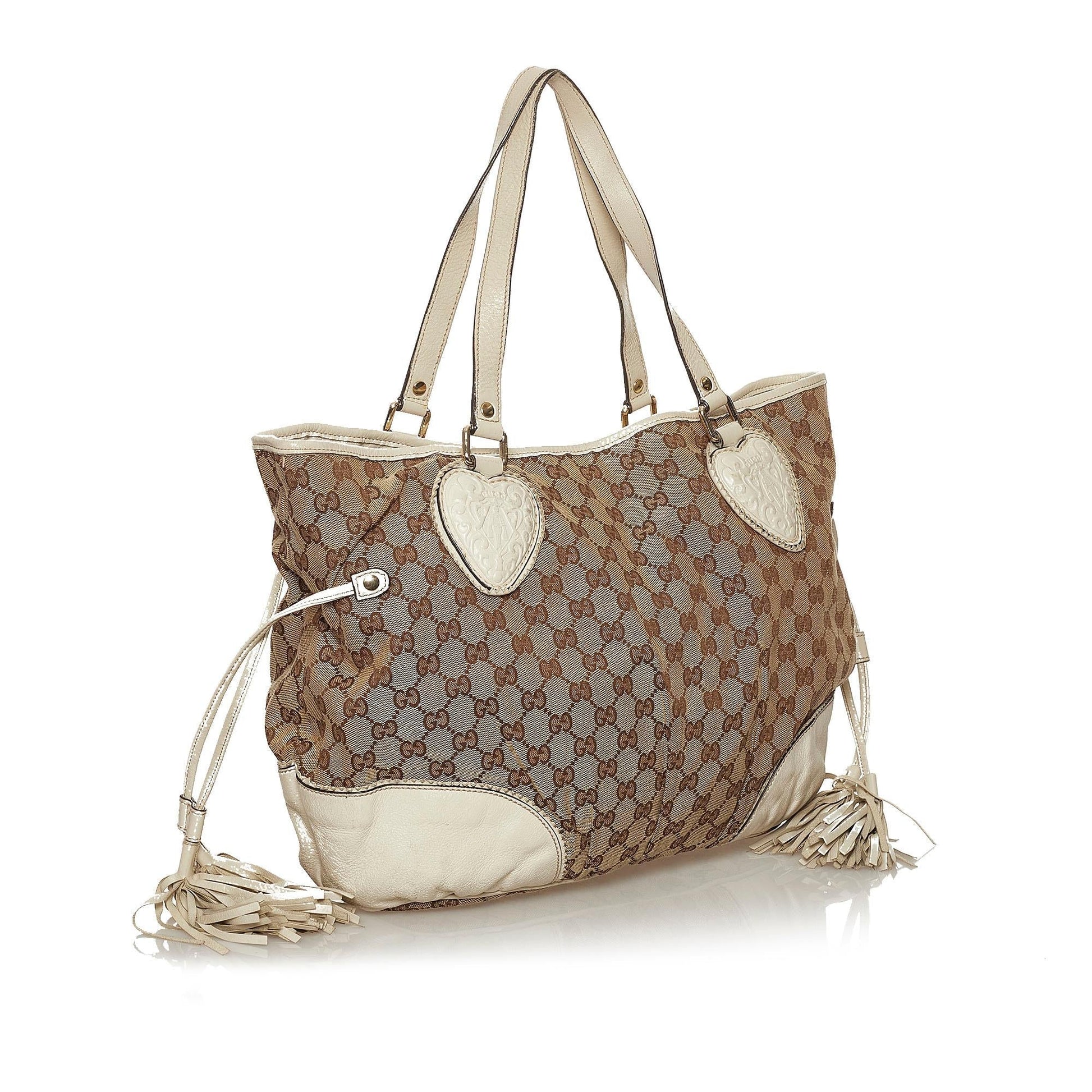 Gucci GG Tribeca SHG Canvas White Brown Shoulder Bag