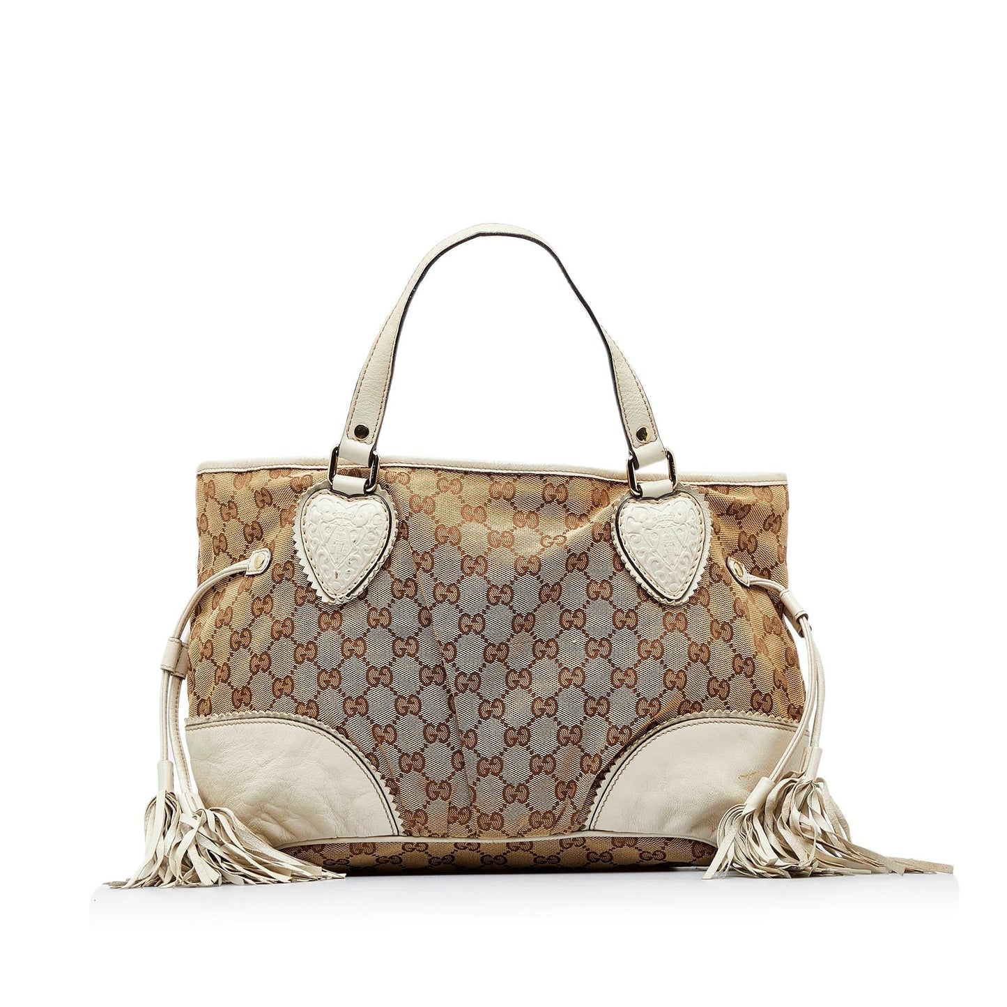 Gucci GG Tribeca SHG-lHMEpa Canvas Calf White Brown Tote Bag