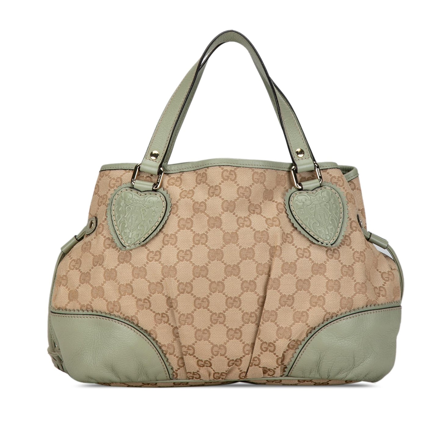 Gucci GG Tribeca SHG-2vhetn Canvas Calf Brown Green Tote Bag