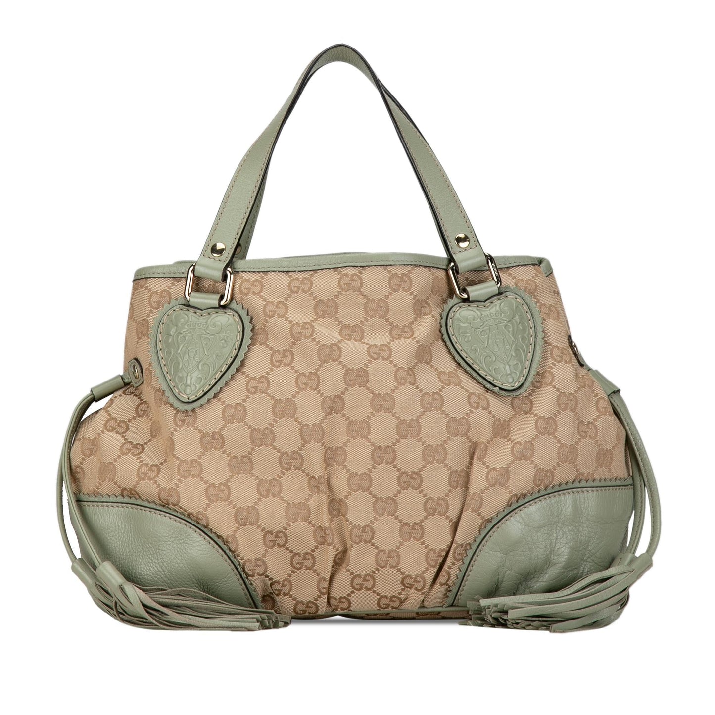 Gucci GG Tribeca SHG-2vhetn Canvas Calf Brown Green Tote Bag