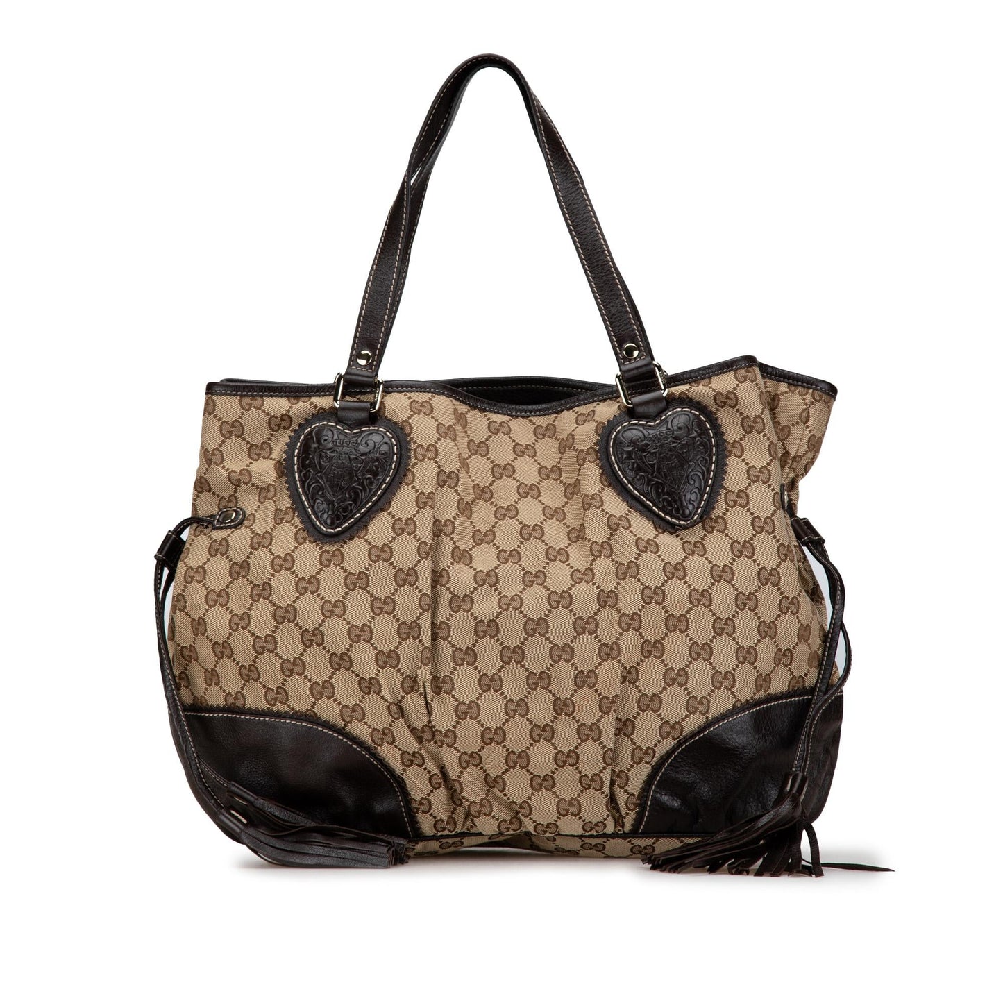 Gucci GG Tribeca Canvas Calf Black Brown Tote Bag