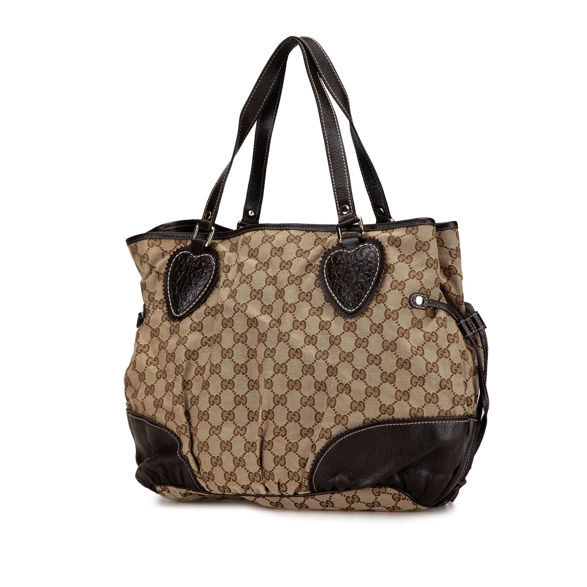 Gucci GG Tribeca Canvas Calf Black Brown Tote Bag