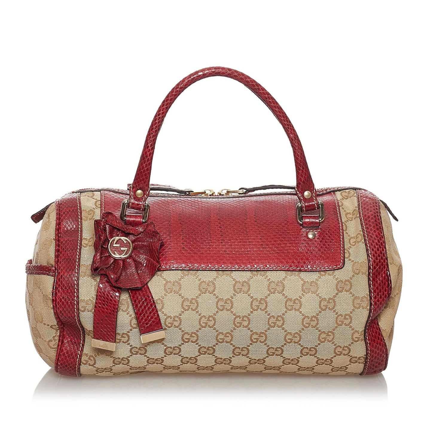 Gucci GG Trophy SHG Canvas Brown Red Satchel Bag